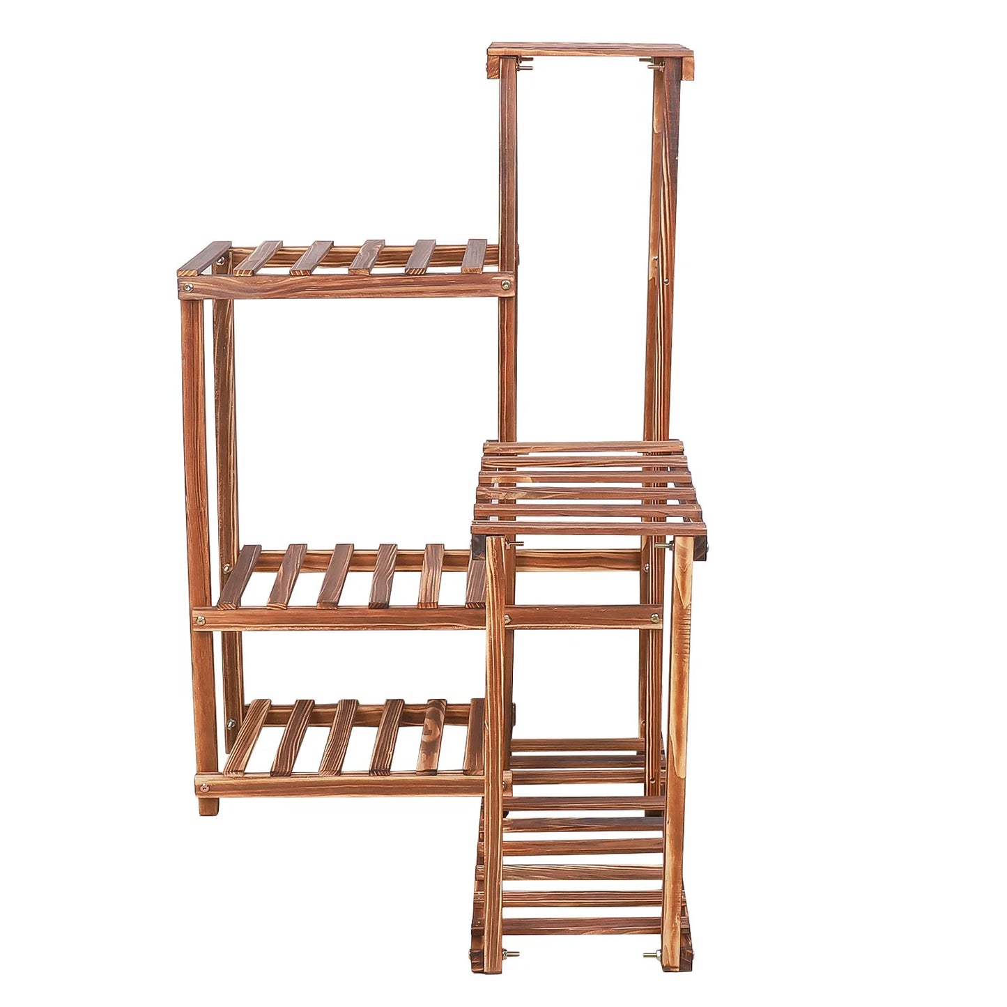 BINGOPAW 6-Tier Plant Corner Stand Wood Shelf Indoor Outdoor