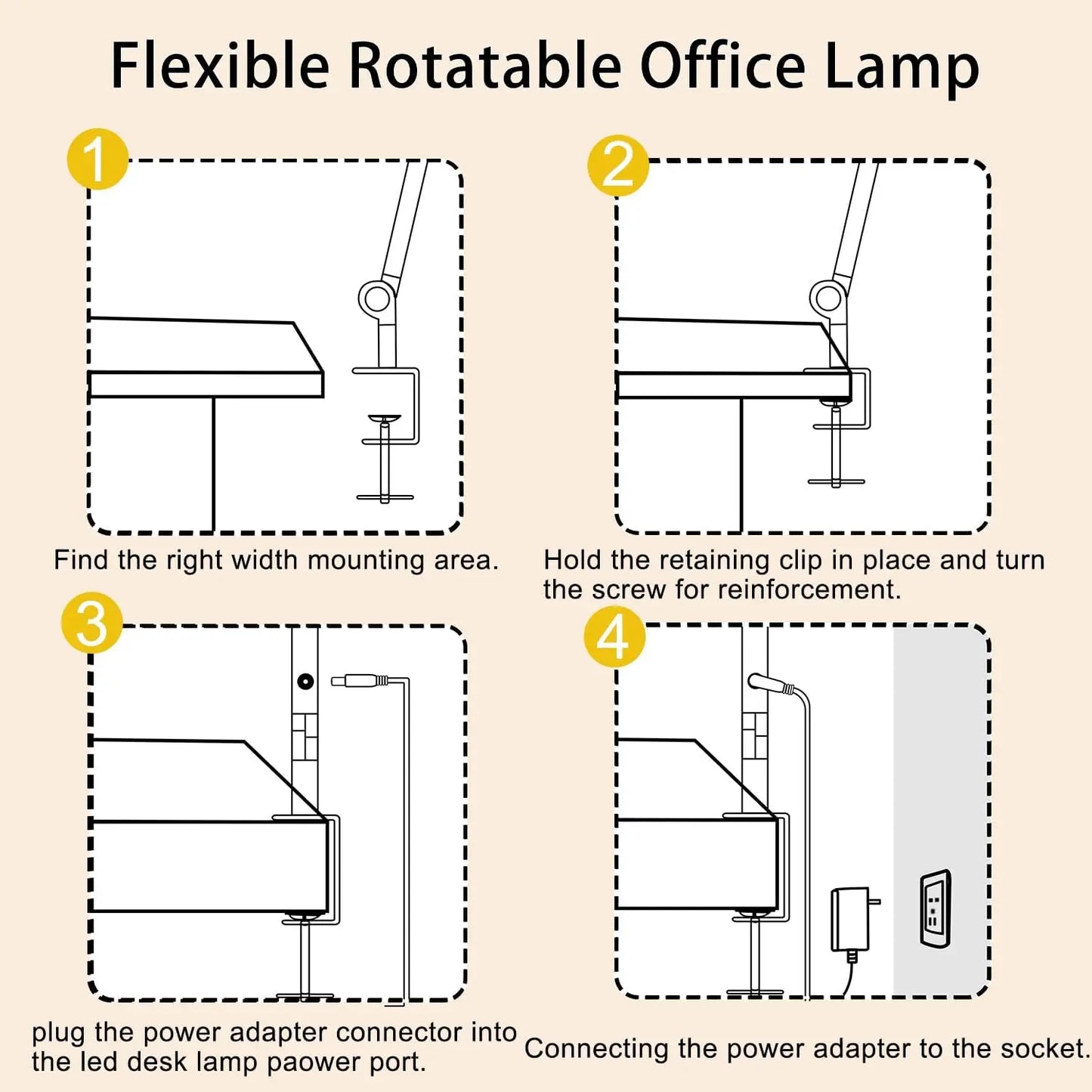 LED Desk Lamp Clamp Flexible Swing Arm With 4 Modes