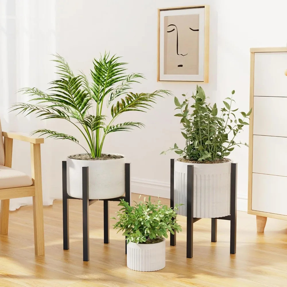 Adjustable Metal Plant Stand Indoor Outdoor Fits 8 to 12 Inches Pots Mid Century Modern Single Floor Flower Holder