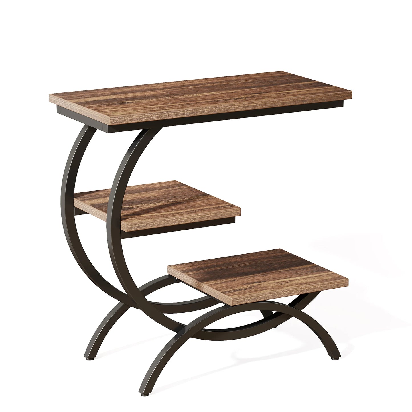 Tribesigns C Shaped End Table With Storage Shelves