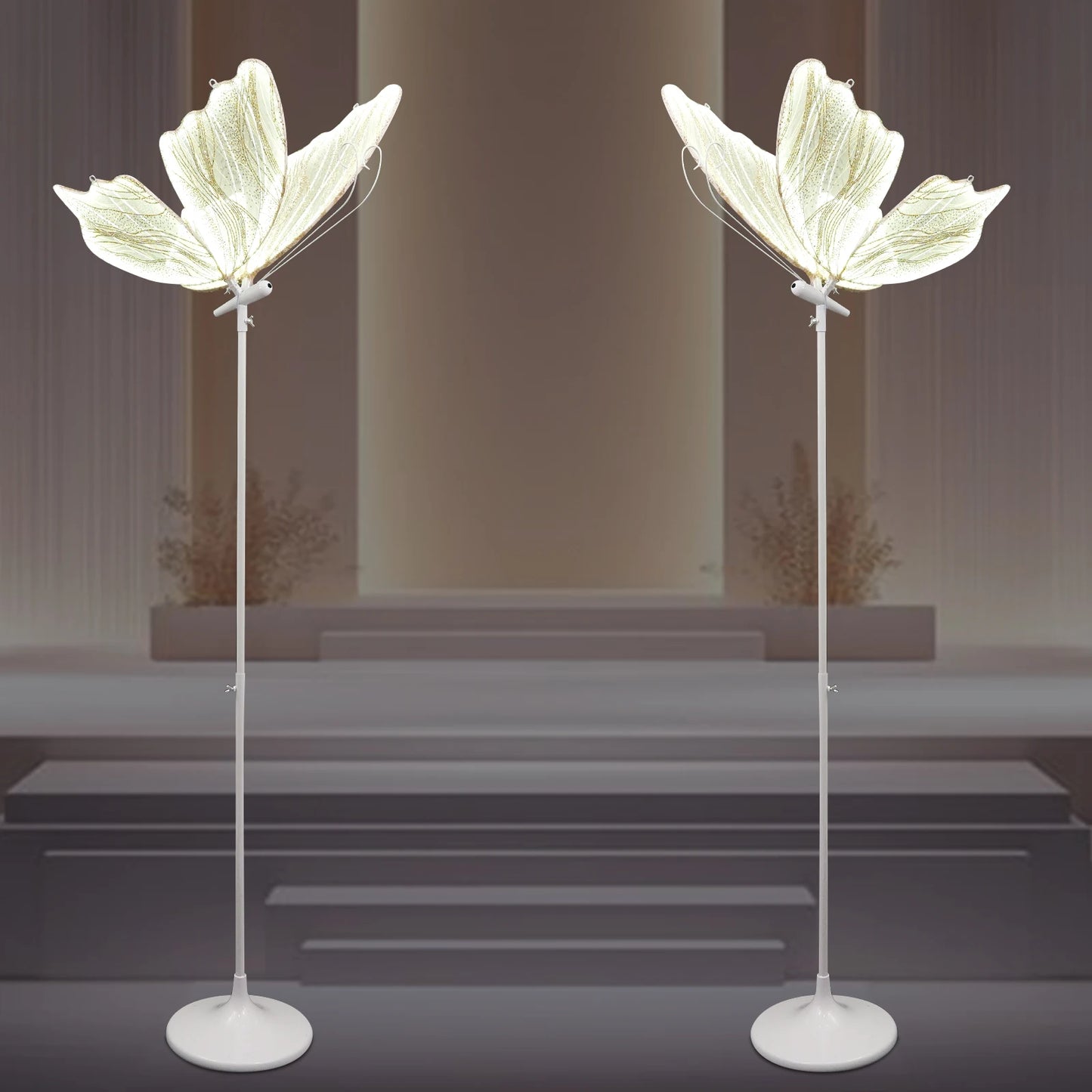 Wedding Butterfly Floor Lamp With LED Wings 2-Pack Adjustable Height