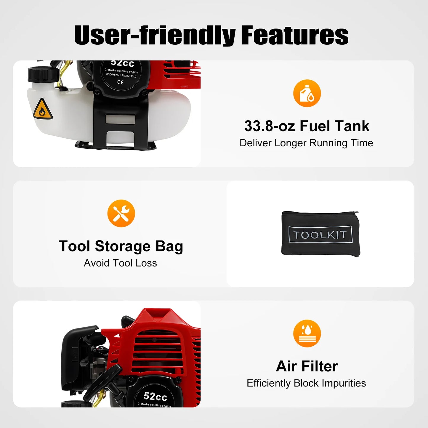 1700W 52CC Handheld Sweeper Gasoline Powered Broom Sweeper Lawn Cleaning Sweeping Machine Handheld Lawn Sweeper