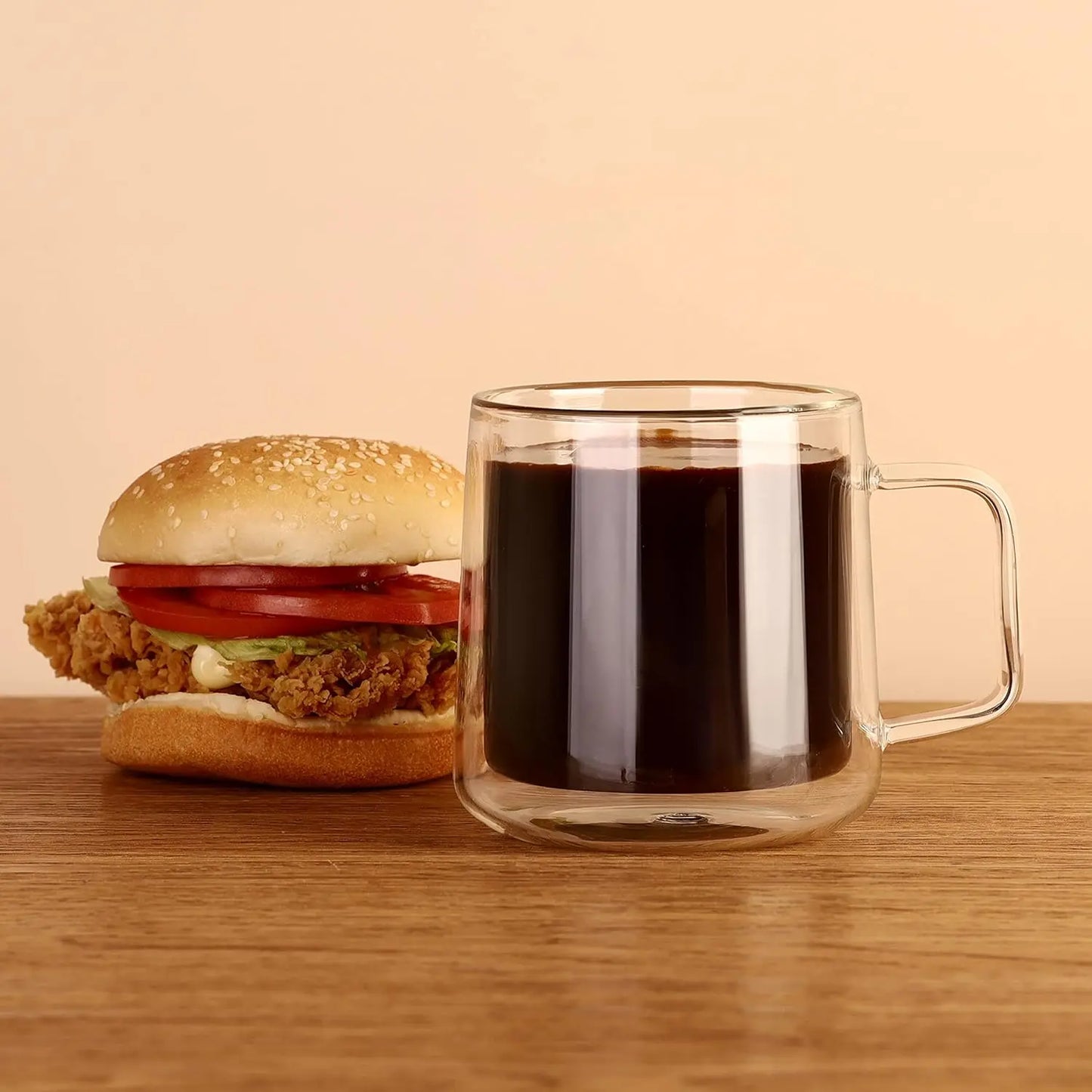 Double Wall Glass Coffee Mugs With Handle Set Of 4