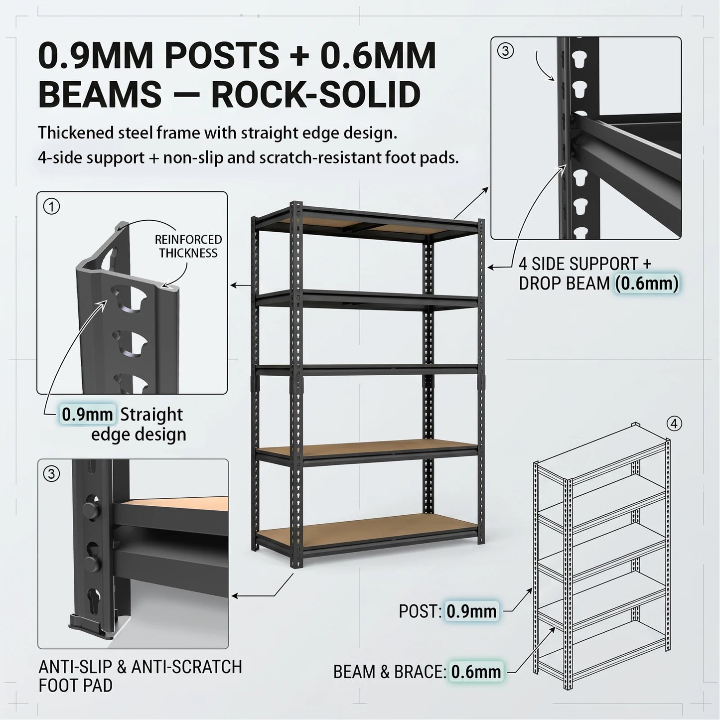Heavy-Duty Industrial Metal Storage Shelves For Garage And Warehouse