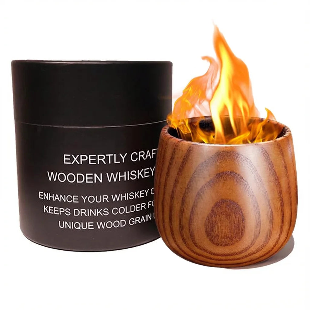 Charred Wooden Whiskey Tumbler For Bourbon And Whiskey Lovers