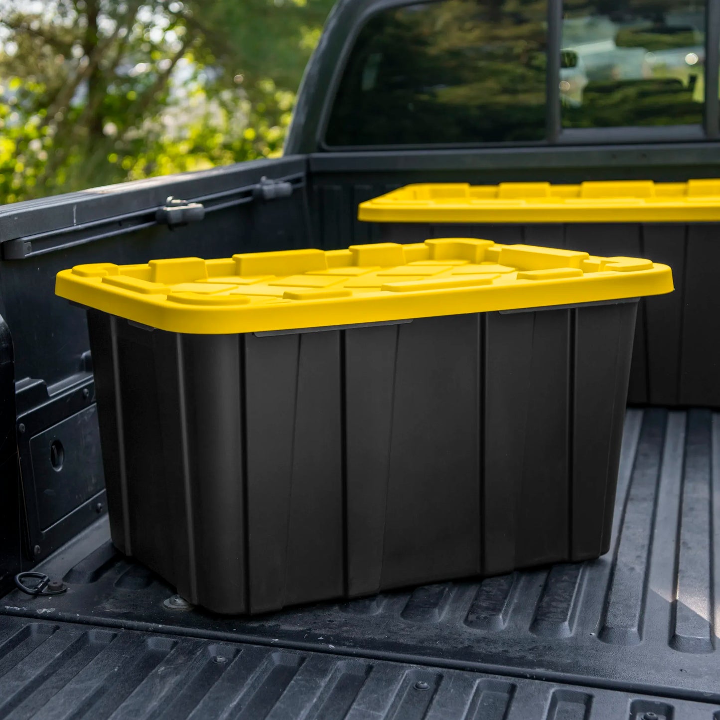Industrial Plastic Storage Tote With Snap On Lid 6 Pack