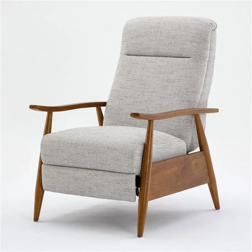 Push Back Recliner With Wood Arm Performance Fabric Upholstery