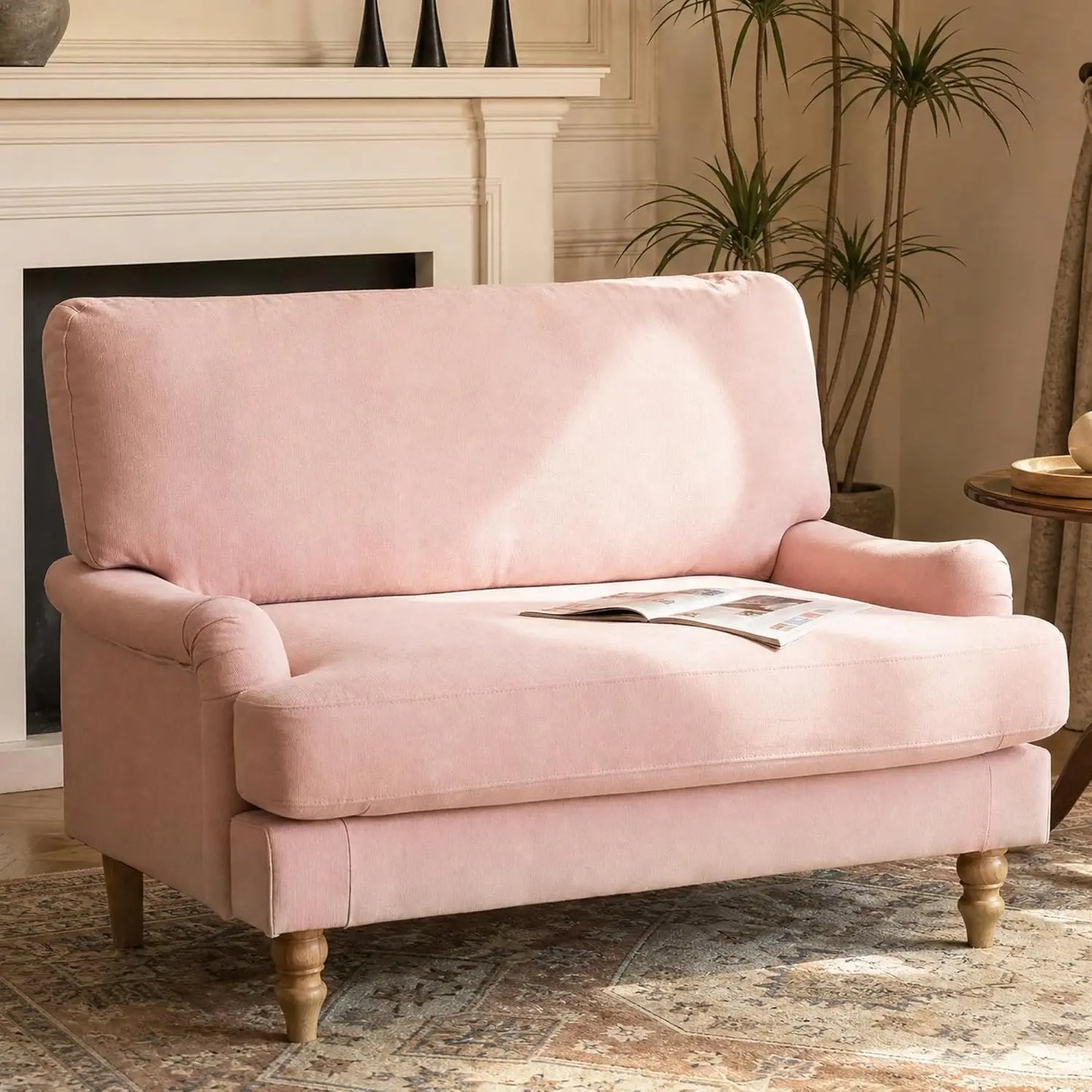 Oversized Upholstered Accent Chair With Wood Legs For Living Room