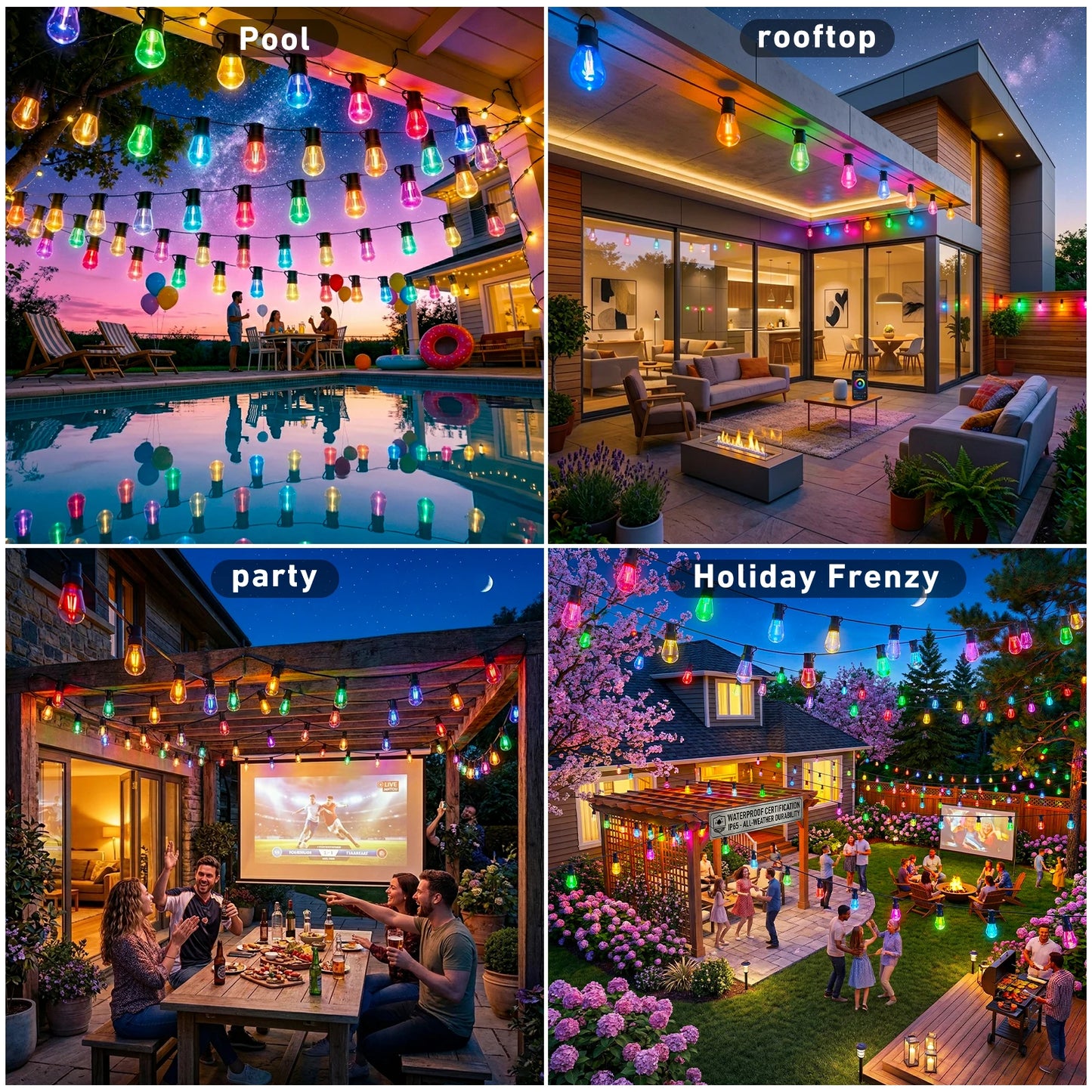 Outdoor DreamColor RGB IC String Lights IP67 Waterproof Dimmable App