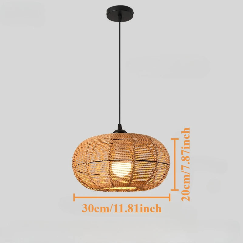 JOYINLED Farmhouse Handwoven Paper Rope Pendant Light for Indoor Decor