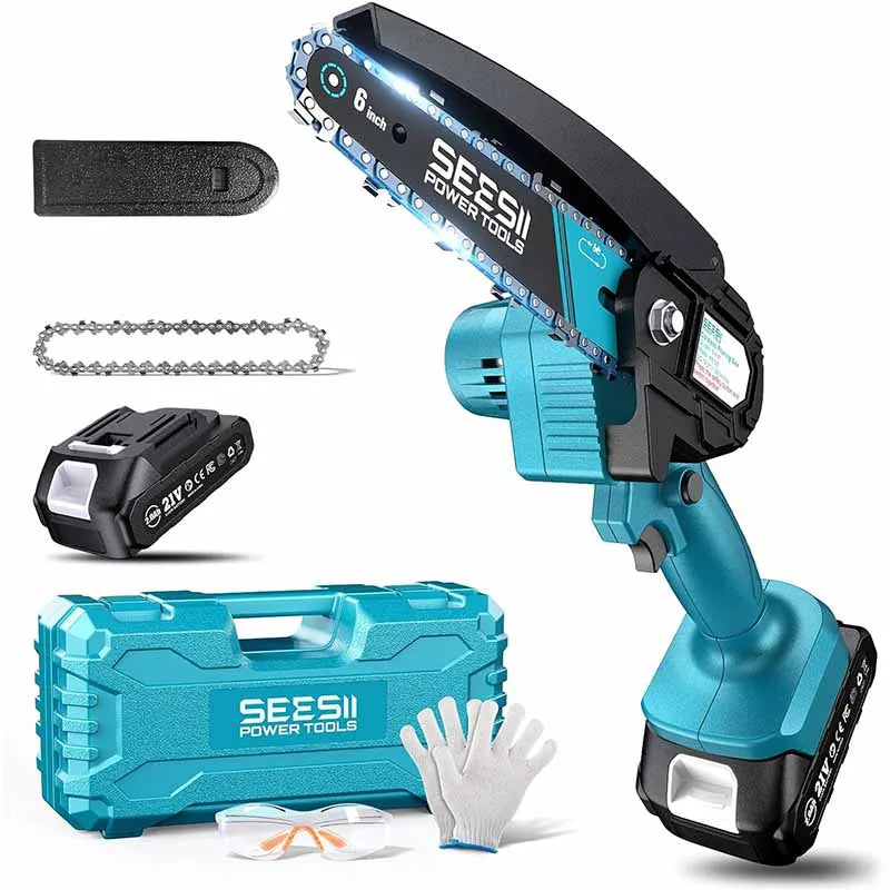 Seesii Cordless Mini Chainsaw for Tree Trimming and Wood Cutting