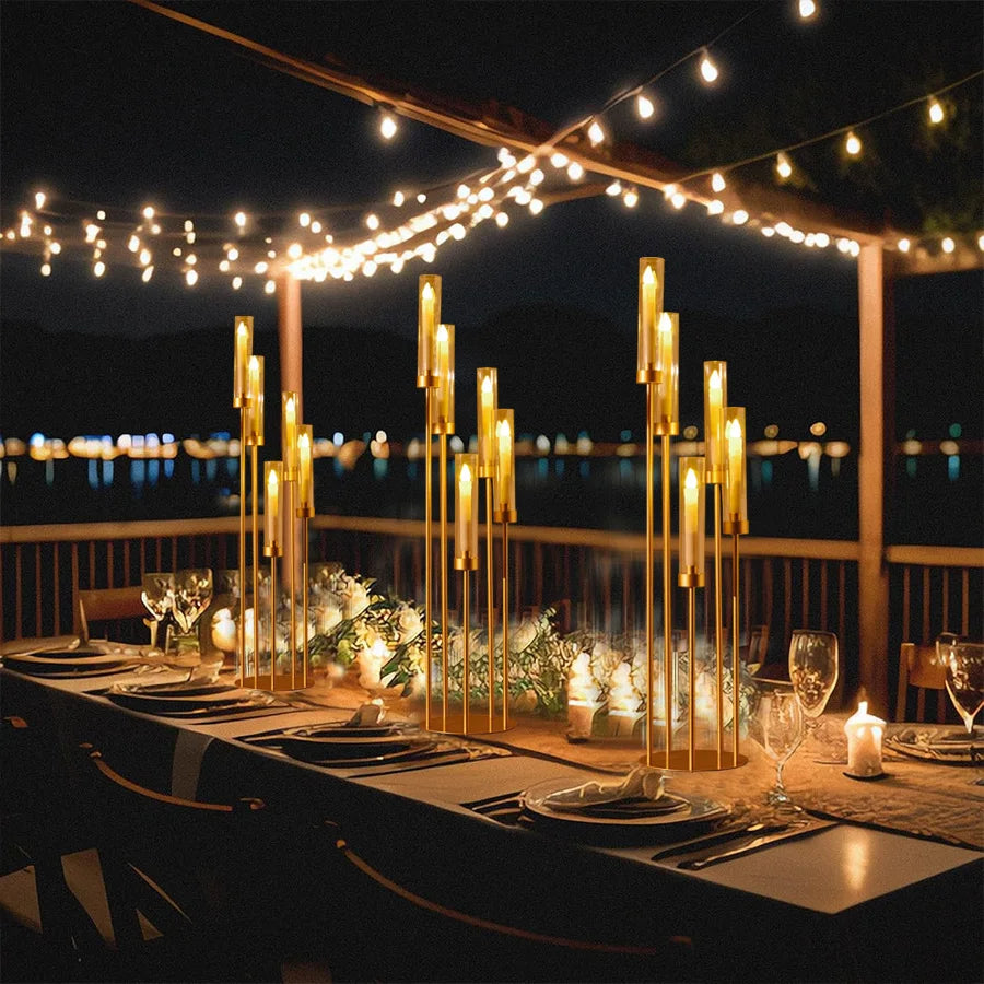 VINCIGANT Floor Candelabra with Acrylic Lampshade for Wedding Party Decor