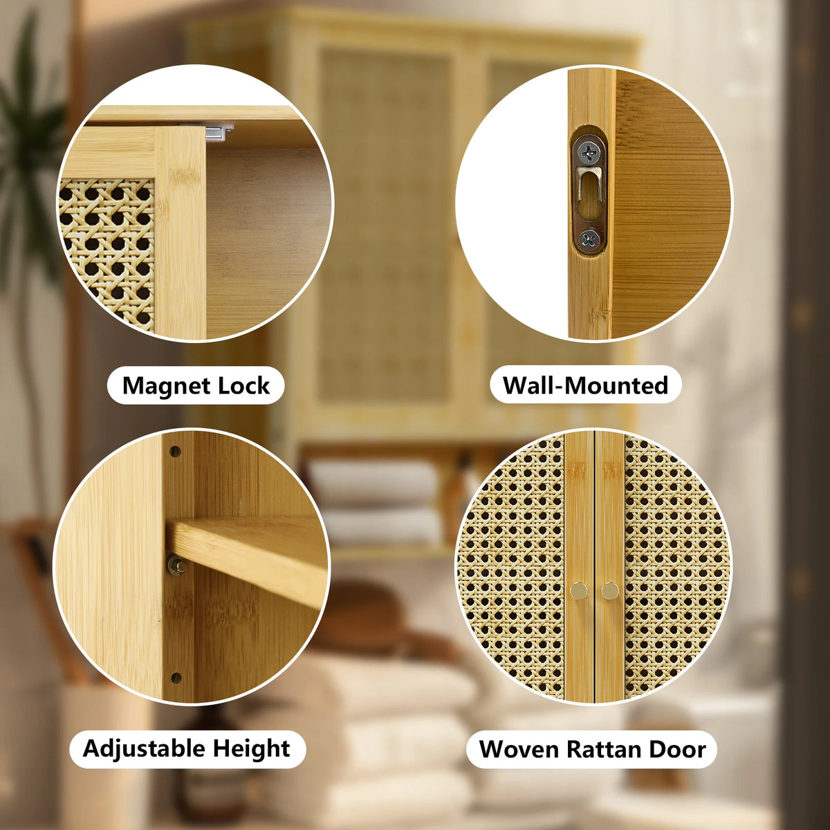 Bamboo Over Toilet Wall Cabinet For Bathroom Kitchen Storage