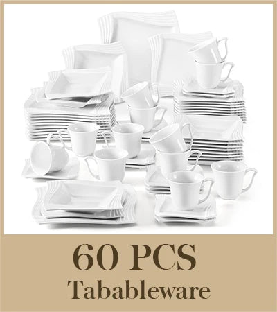 MALACASA Amparo Porcelain Dinnerware Set With Plates Cups And Saucers