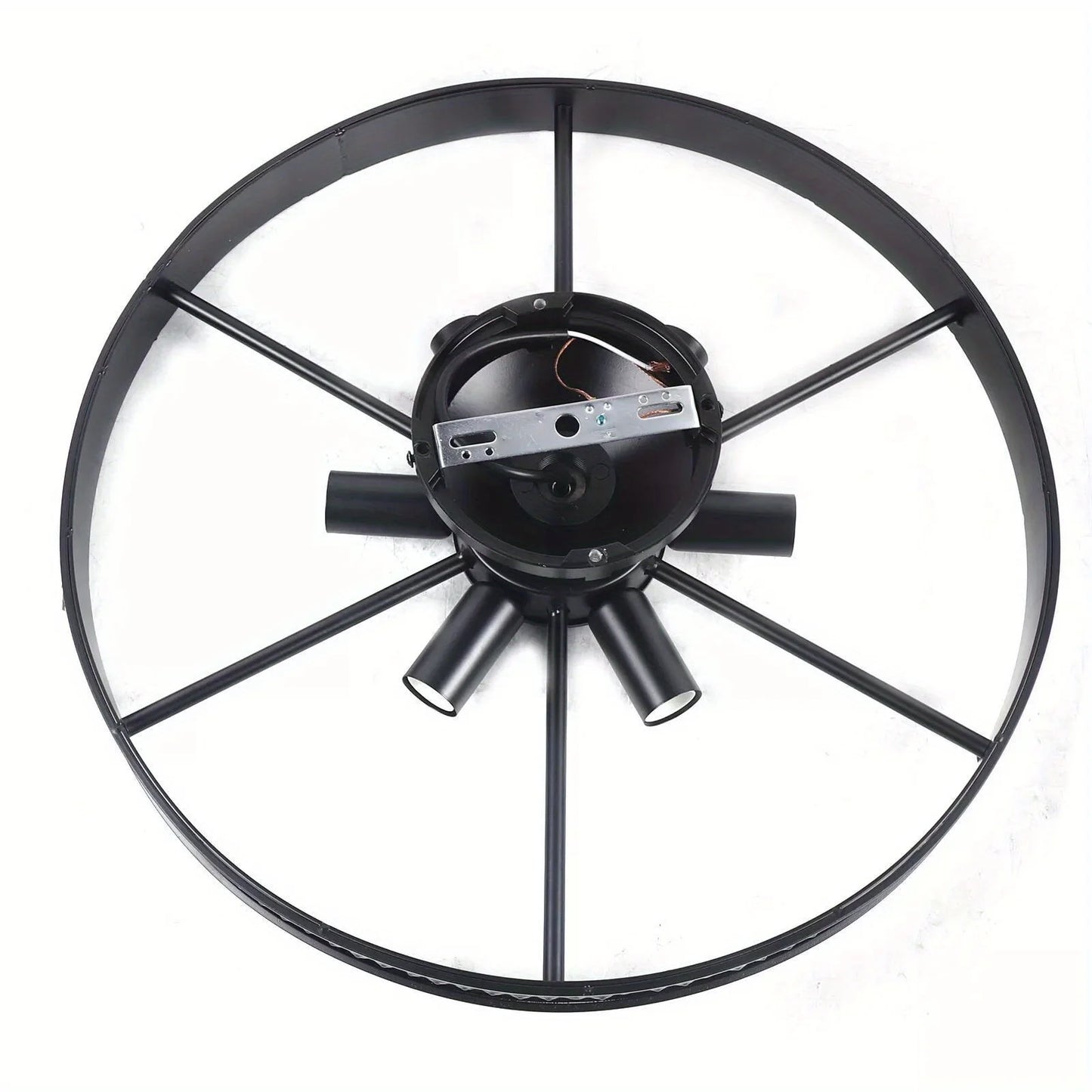 Industrial 6 Light Black Iron Flush Mount Ceiling Fixture For Living Room