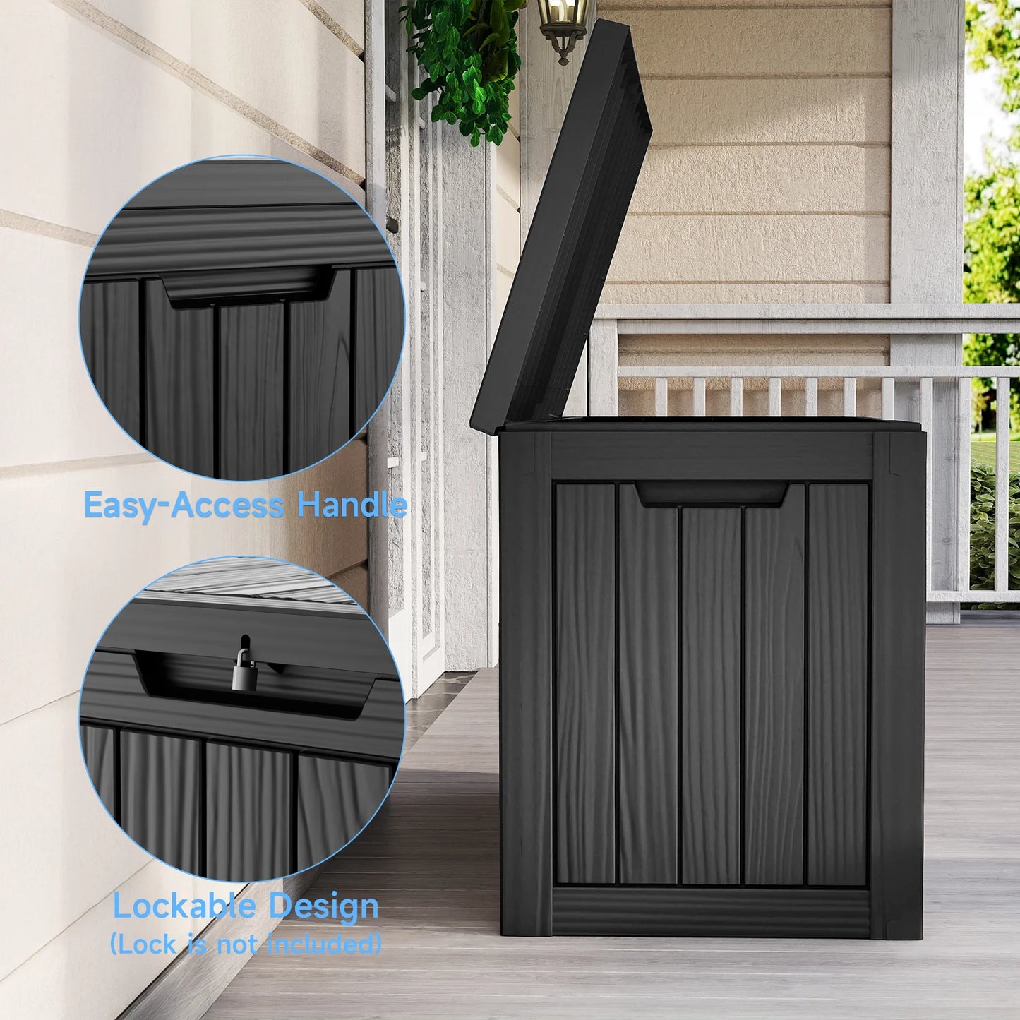 Waterproof Outdoor Resin Deck Box Lockable Weather Resistant Storage