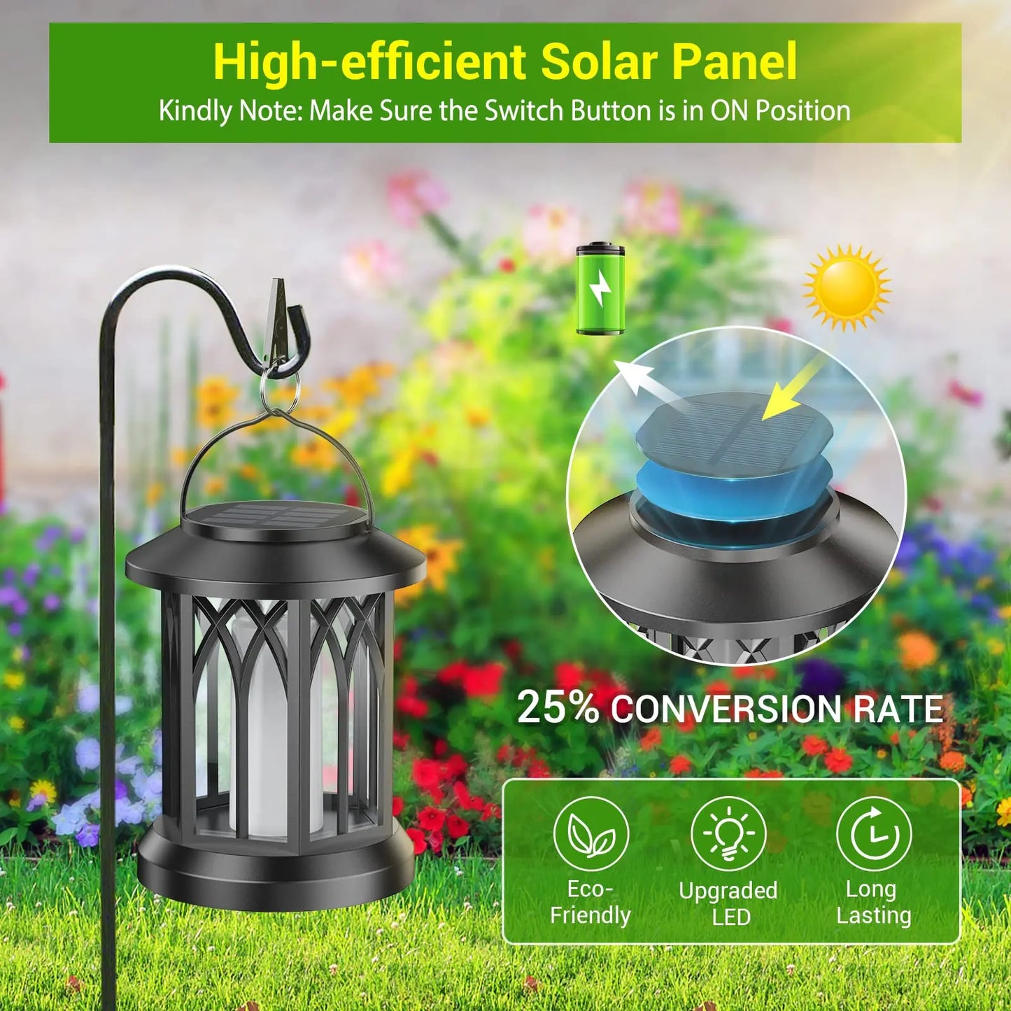 4 Pack Solar Lanterns Outdoor Lights Flickering Flame Waterproof