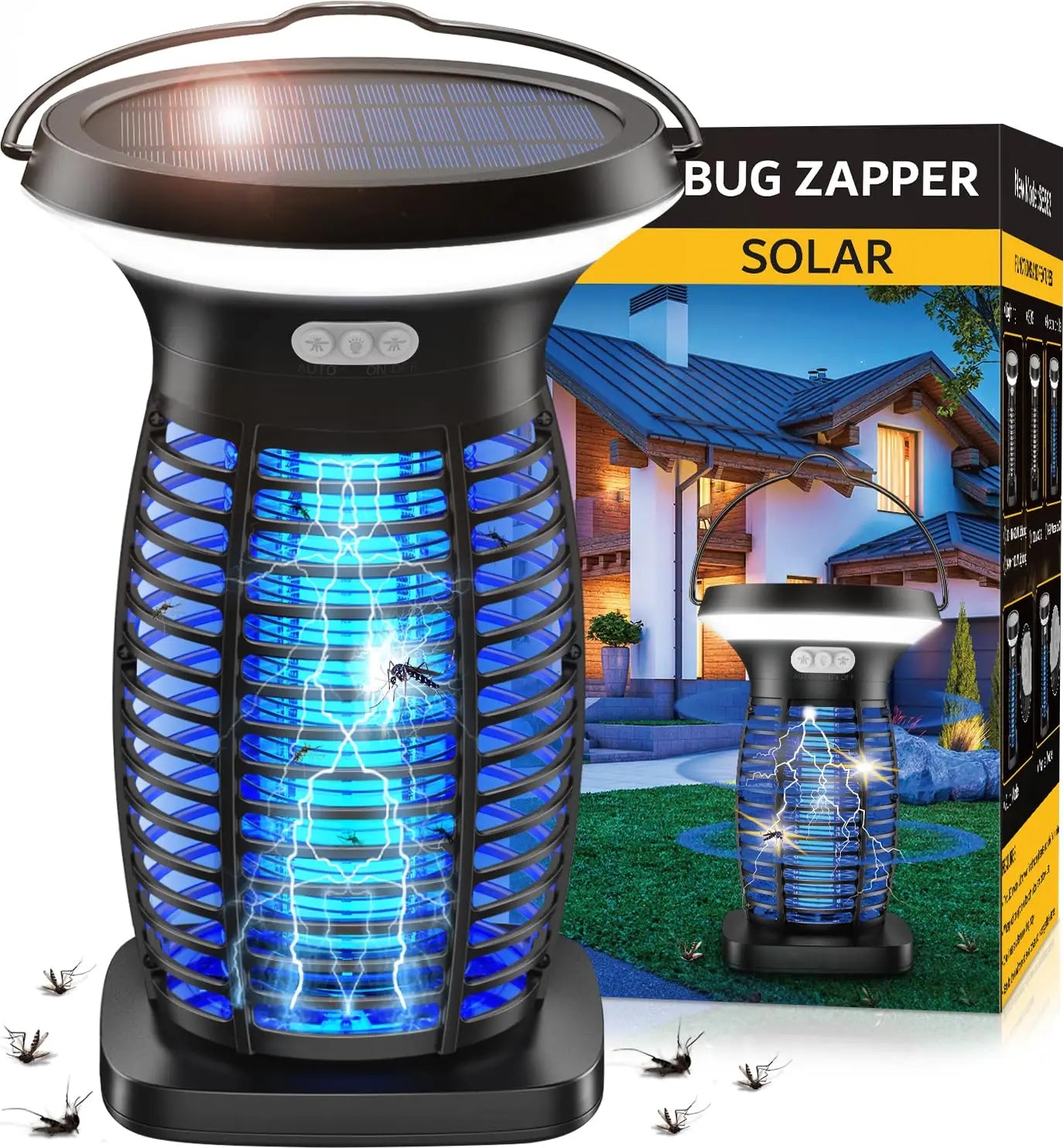 Solar Bug Zapper Outdoor Waterproof Mosquito Killer With Solar Panel