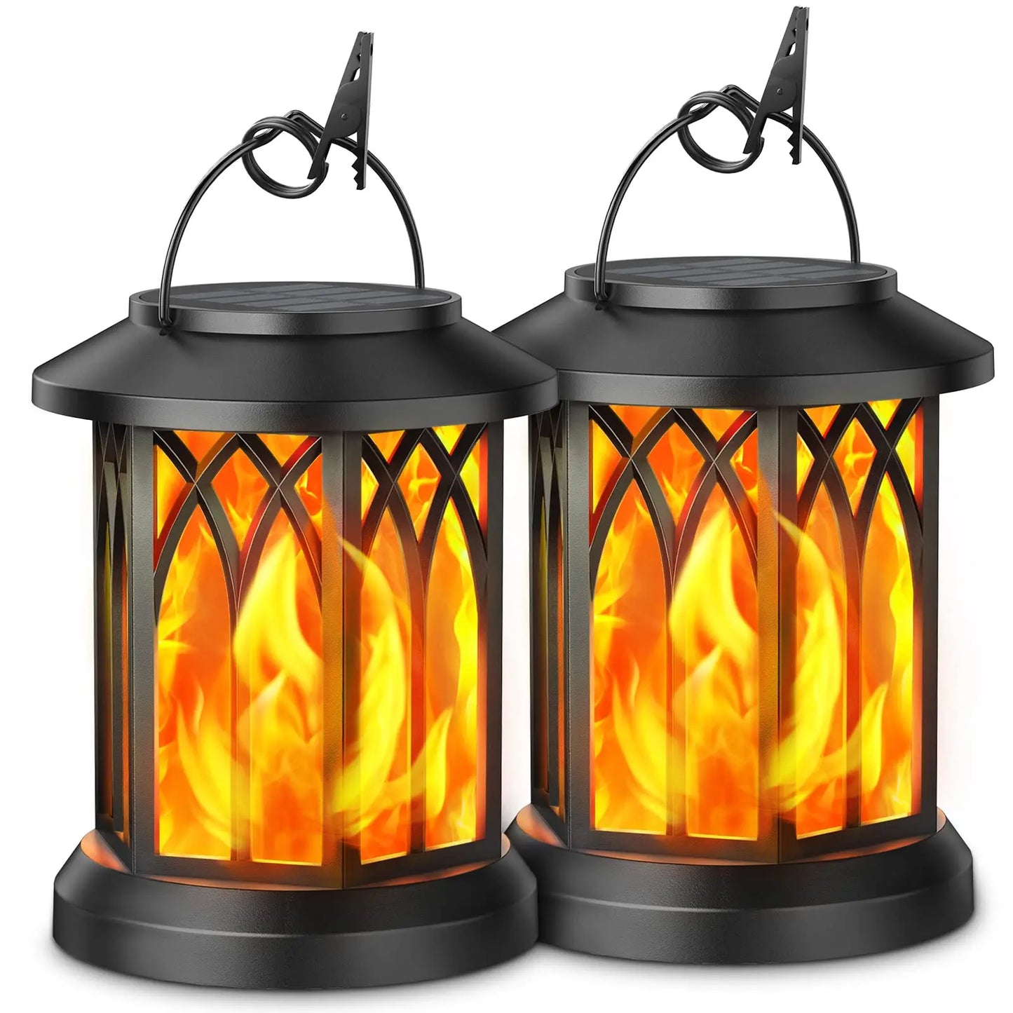 4 Pack Solar Lanterns Outdoor Lights Flickering Flame Waterproof