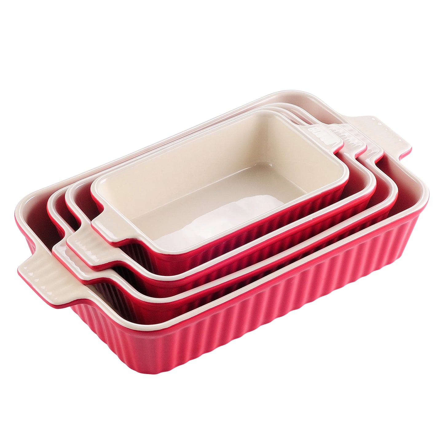 MALACASA 4 Piece Ceramic Bake Dishes With Handles Oven Safe