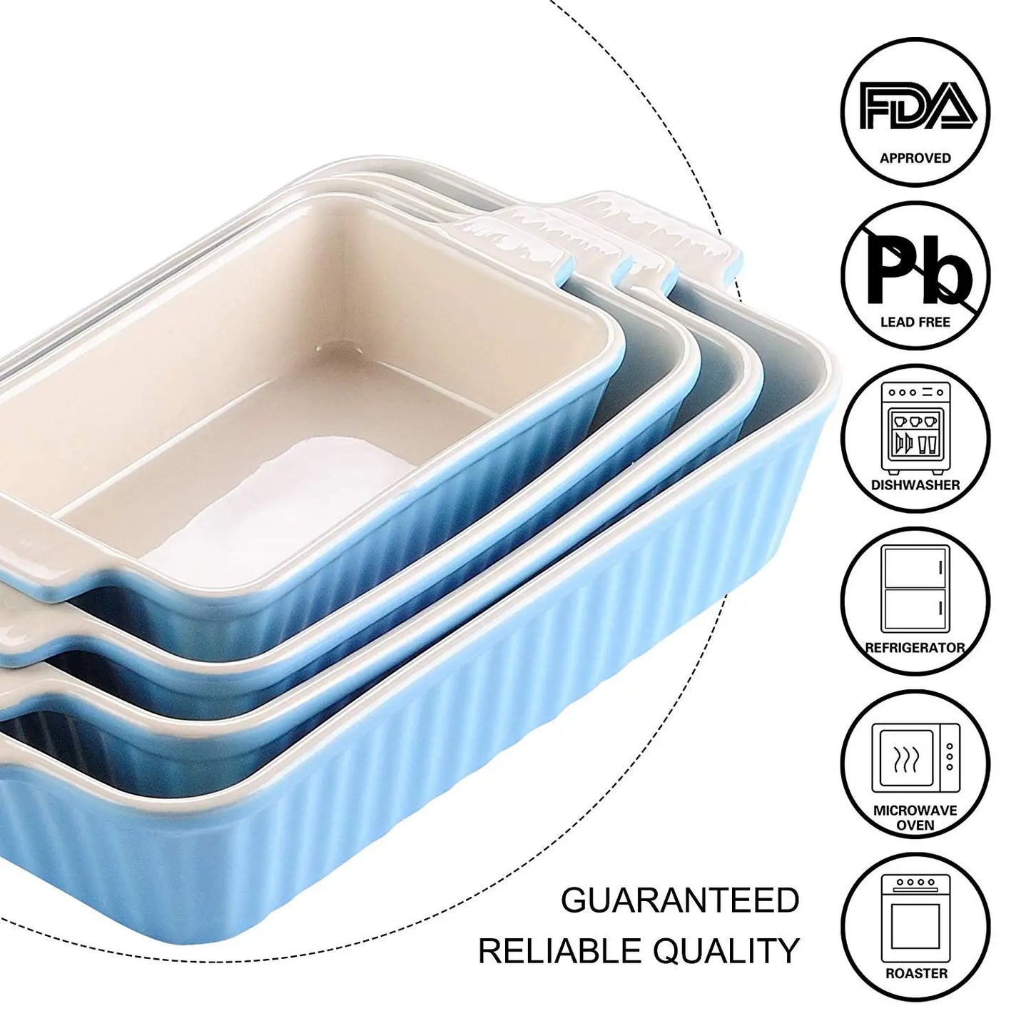 MALACASA 4 Piece Ceramic Bake Dishes With Handles Oven Safe