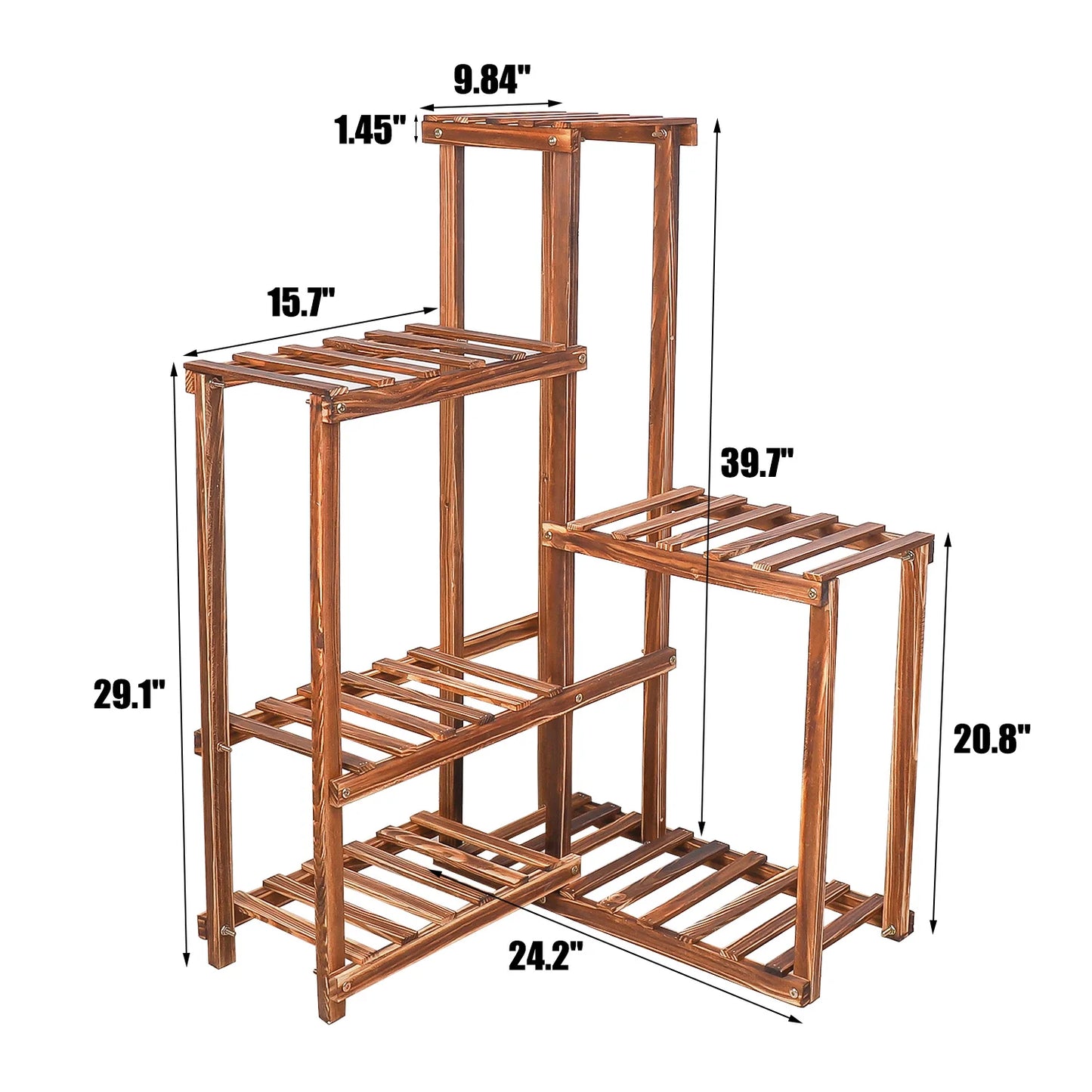 BINGOPAW 6-Tier Plant Corner Stand Wood Shelf Indoor Outdoor