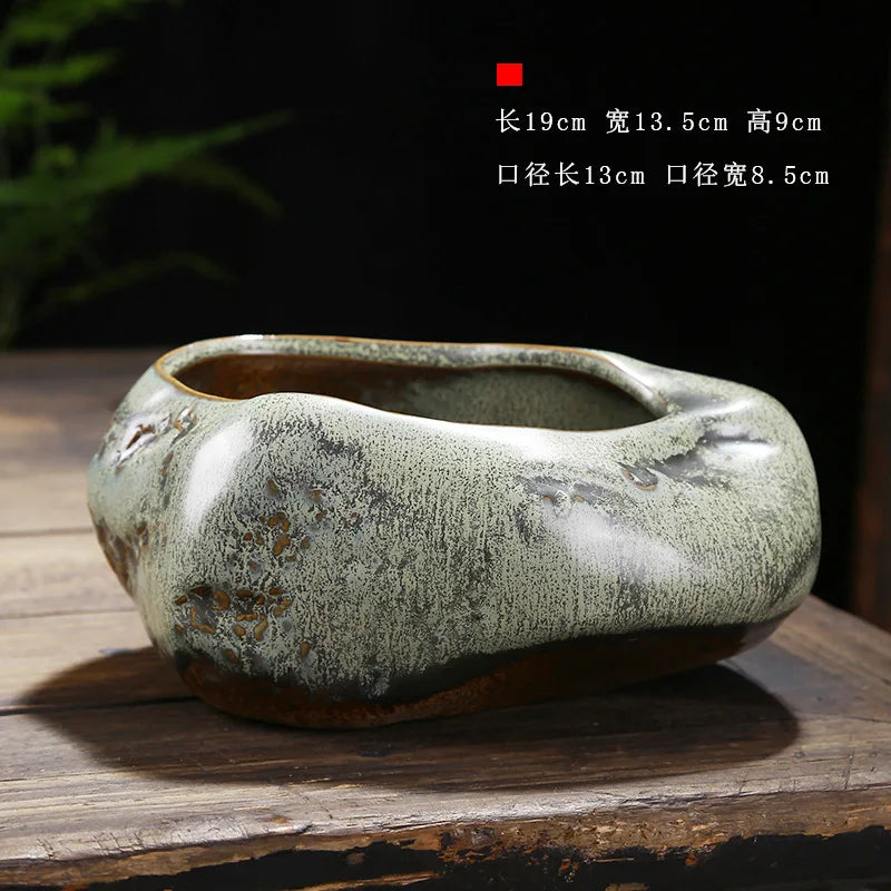 Retro Ceramic Flower Pot for Desktop Succulents Handmade