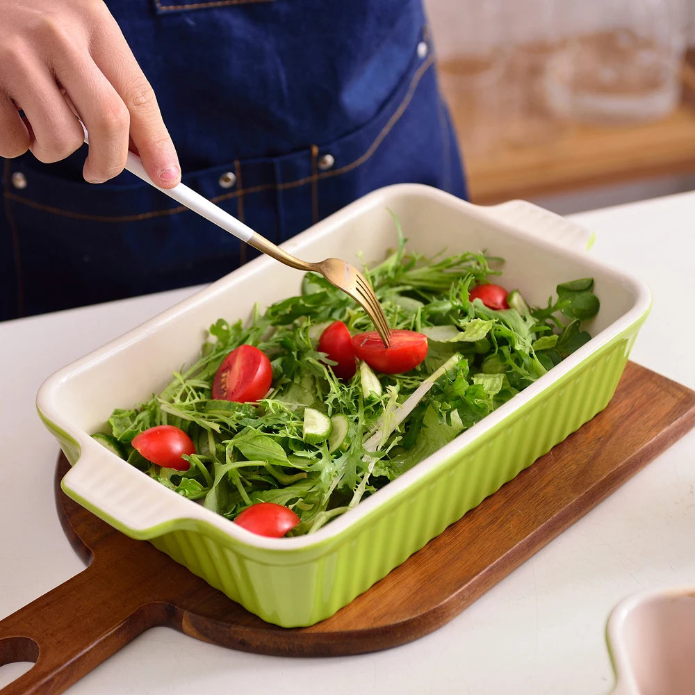 MALACASA 4 Piece Ceramic Bake Dishes With Handles Oven Safe