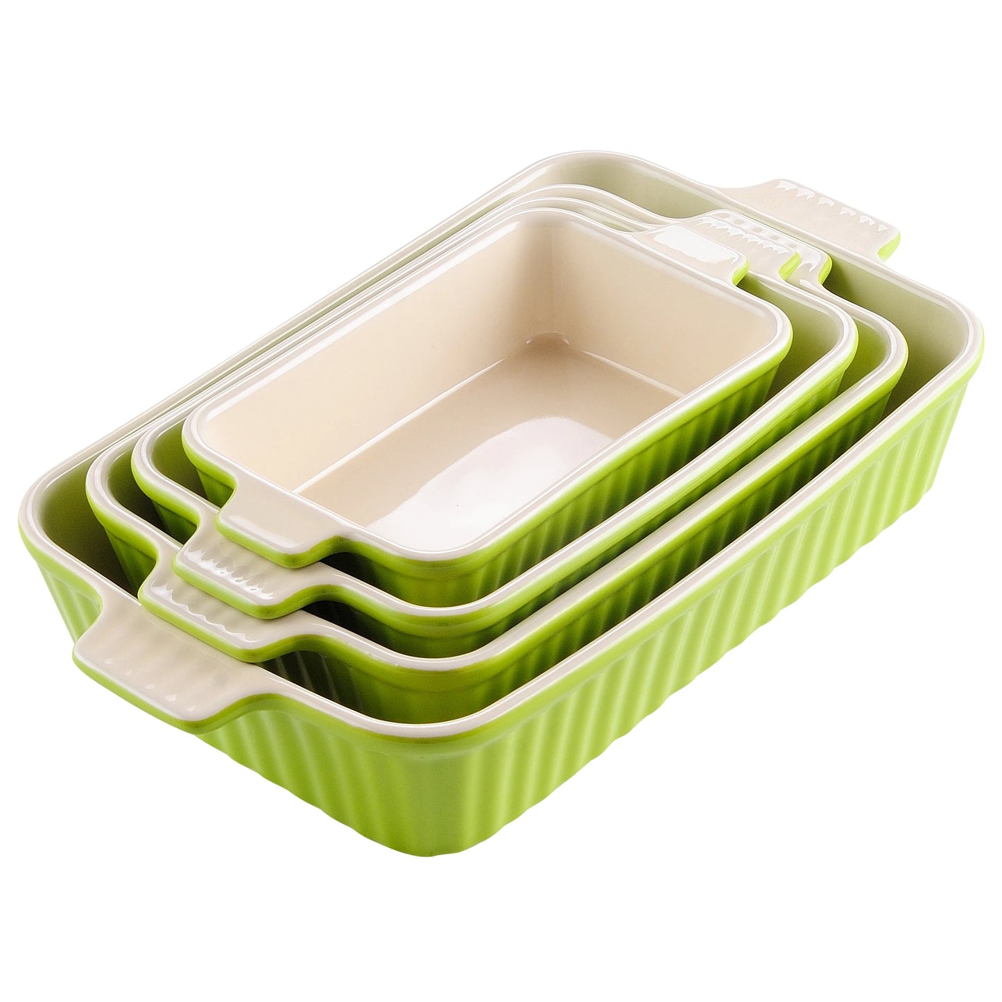 MALACASA 4 Piece Ceramic Bake Dishes With Handles Oven Safe
