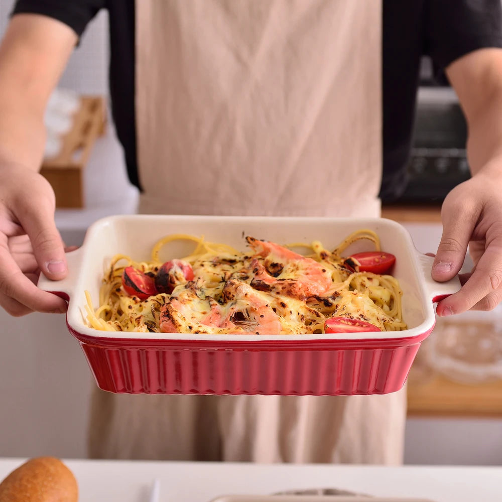 MALACASA 4 Piece Ceramic Bake Dishes With Handles Oven Safe
