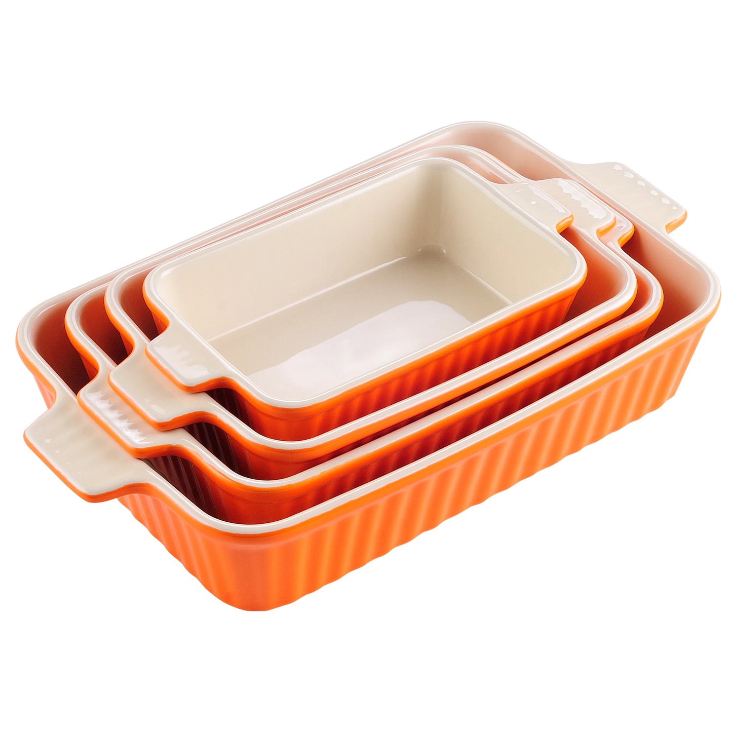 MALACASA 4 Piece Ceramic Bake Dishes With Handles Oven Safe