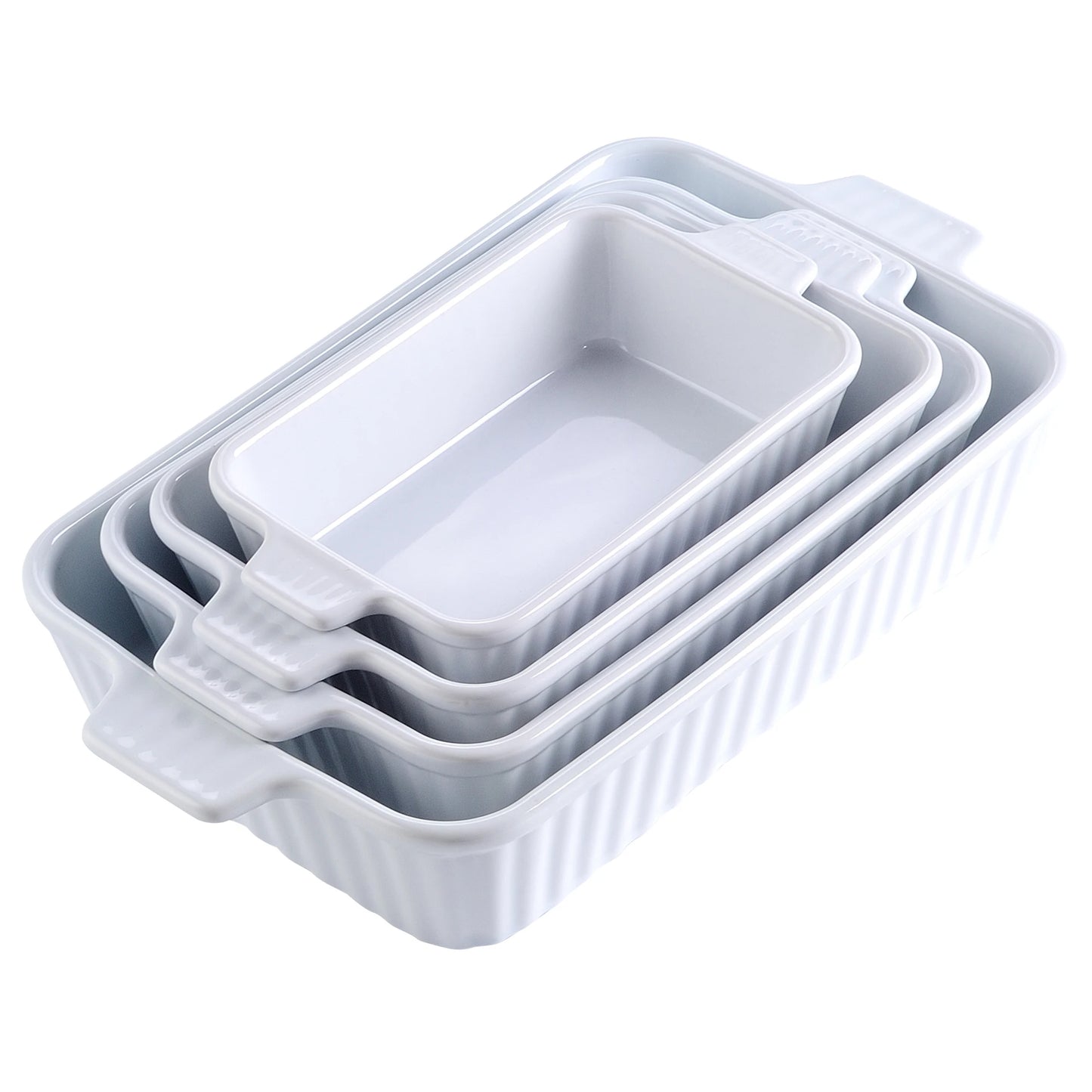 MALACASA 4 Piece Ceramic Bake Dishes With Handles Oven Safe