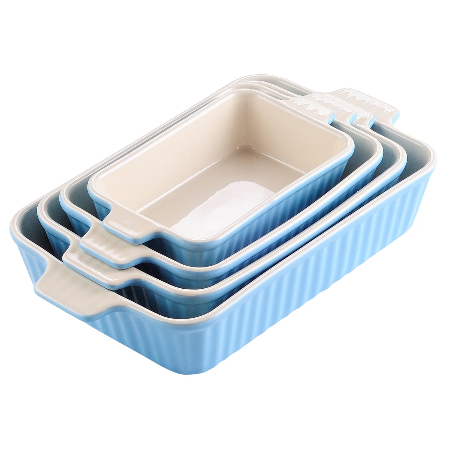 MALACASA 4 Piece Ceramic Bake Dishes With Handles Oven Safe