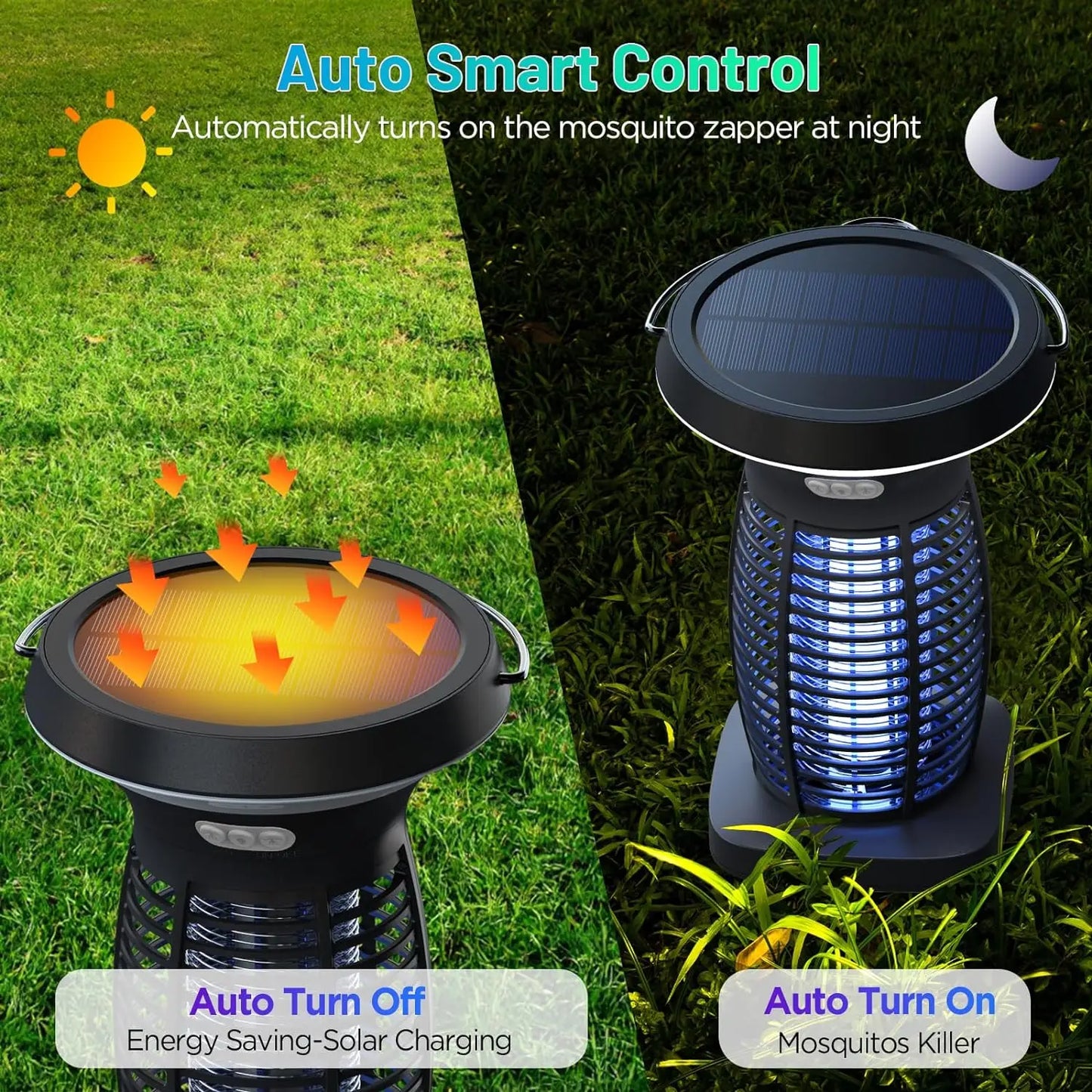 Solar Bug Zapper Outdoor Waterproof Mosquito Killer With Solar Panel