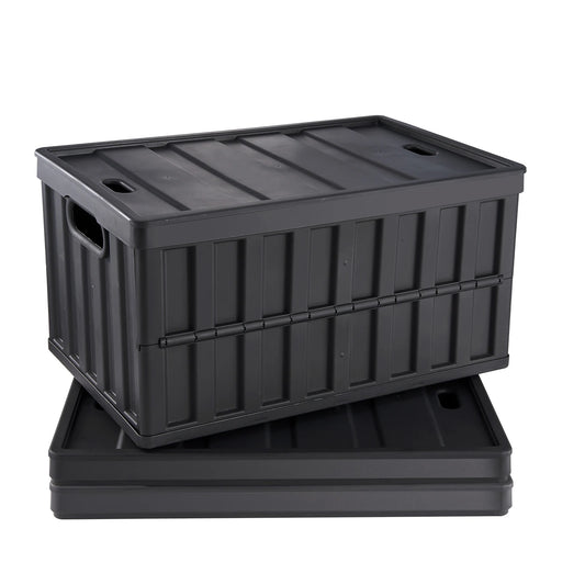 SucceBuy Collapsible Stackable Storage Crates With Lids for Garage