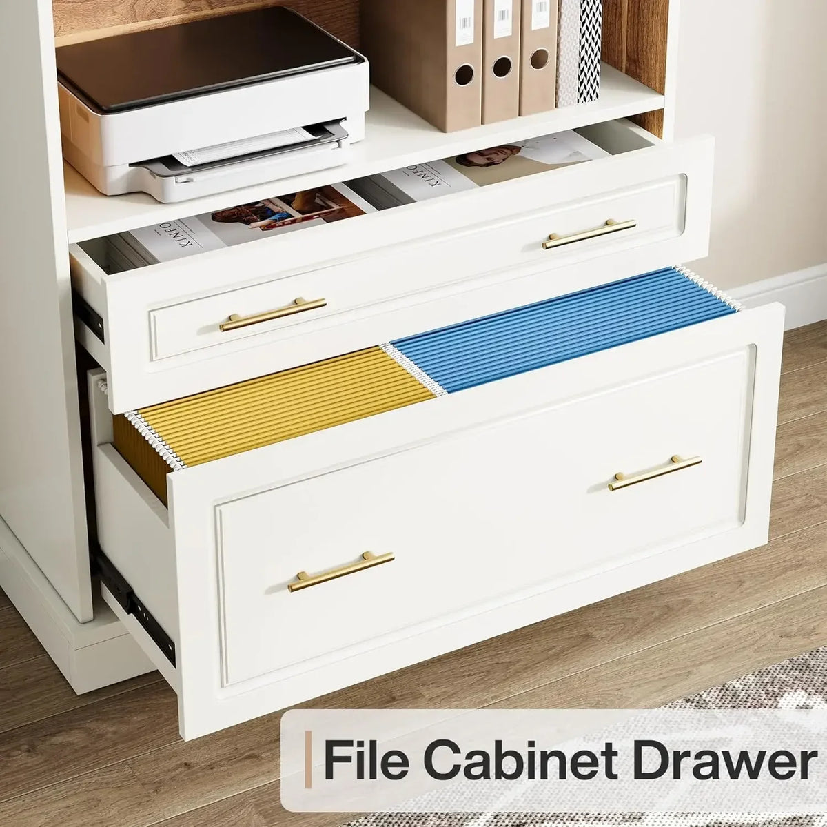Tribesigns 5 Shelf Bookcase With File Cabinet Drawer
