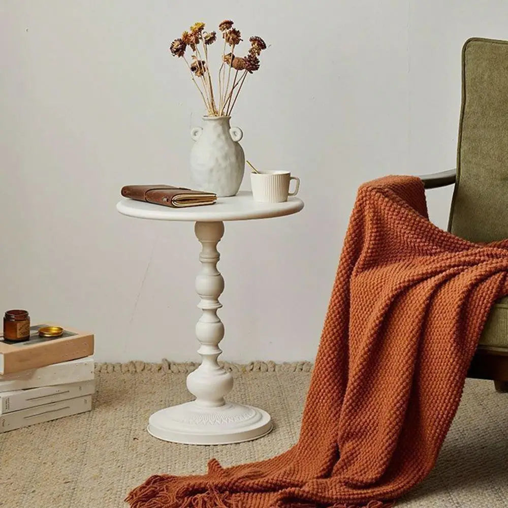 ZhdnBhnos Round Side Table, Modern Metal Pedestal Table Corner Accent Tables Fluted Circle Decorative Drink Martini Ta-Ble For