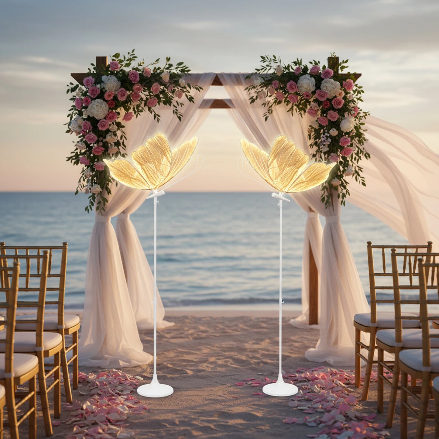 Wedding Butterfly Floor Lamp With LED Wings 2-Pack Adjustable Height