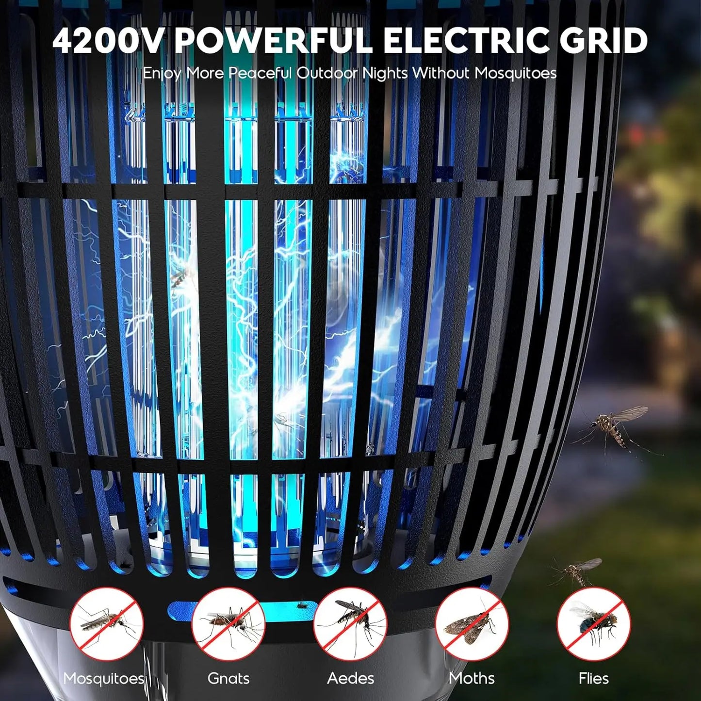 Solar Bug Zapper Outdoor 4200V Three In One Mosquito Zapper
