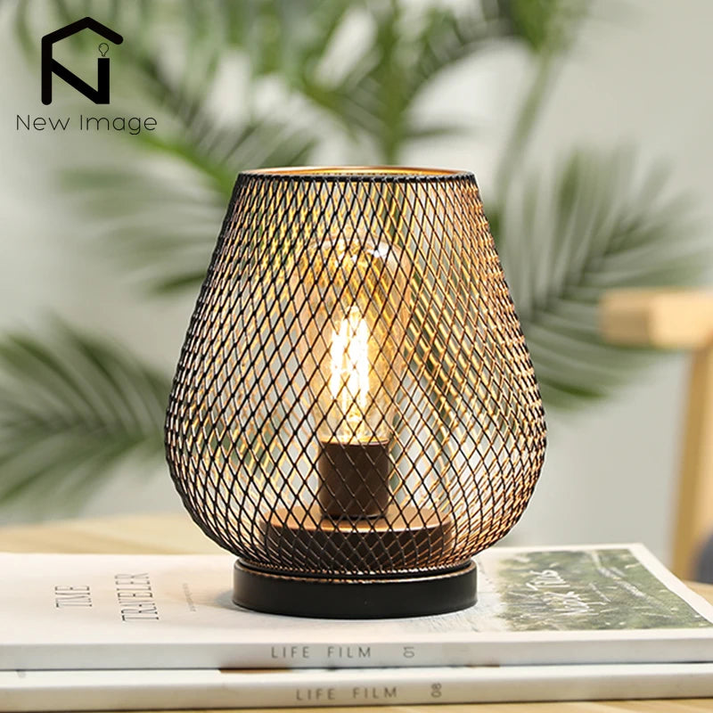 NEWIMAGE Nordic Metal Hollow Cage Candle Holder LED Lantern