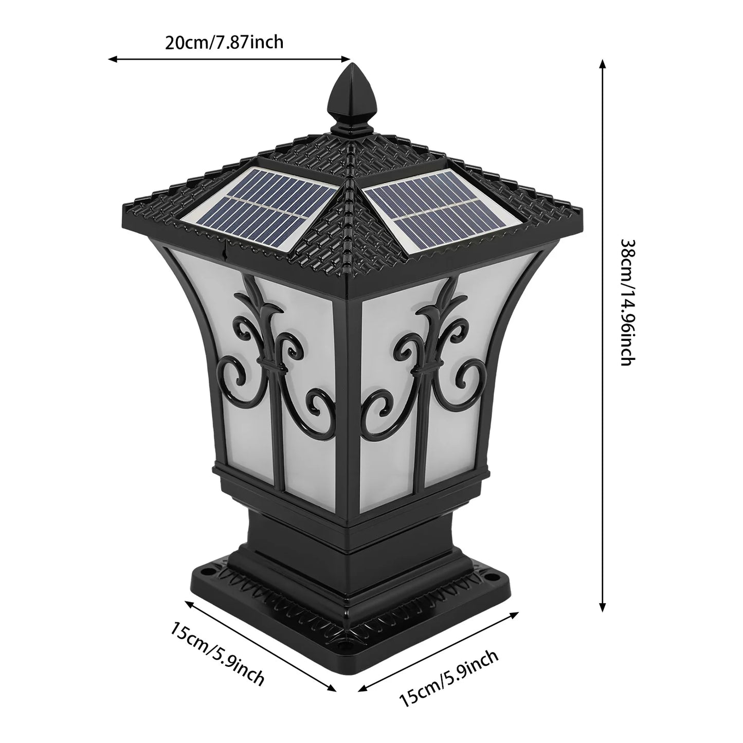 Outdoor Solar Post Light IP44 Waterproof, Remote Control