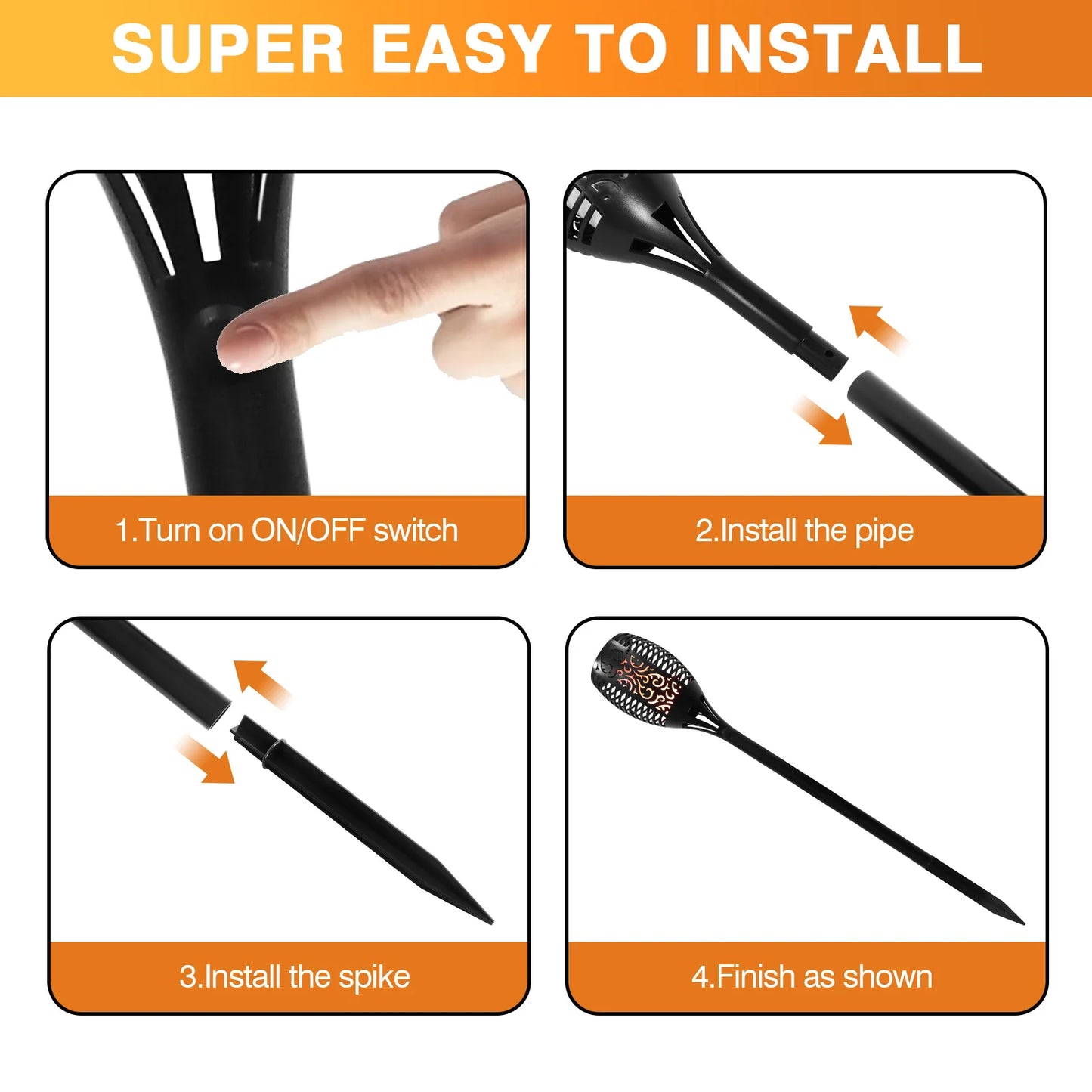 Solar Flame Torch Lights Outdoor 96 LED Waterproof Landscape Pathway