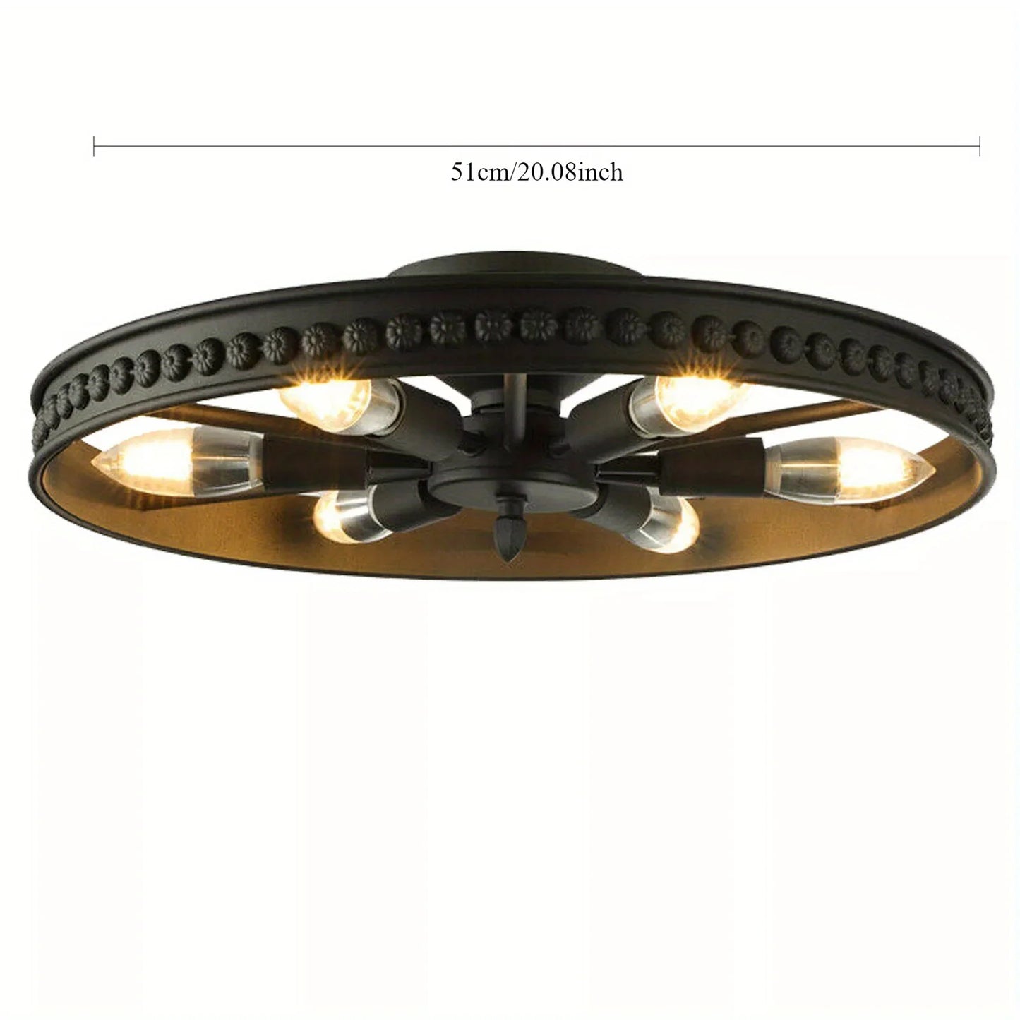 Industrial 6 Light Black Iron Flush Mount Ceiling Fixture For Living Room