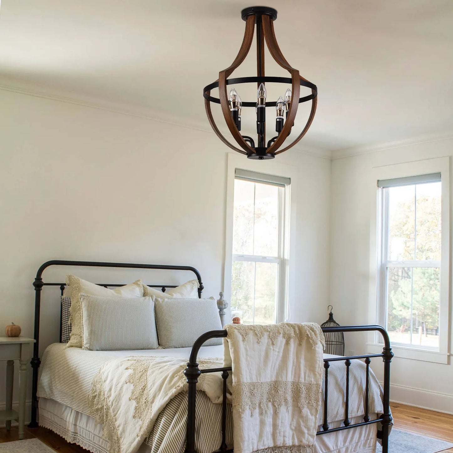 Modern Rustic Wooden Pendant Light Fixture Kitchen Dining