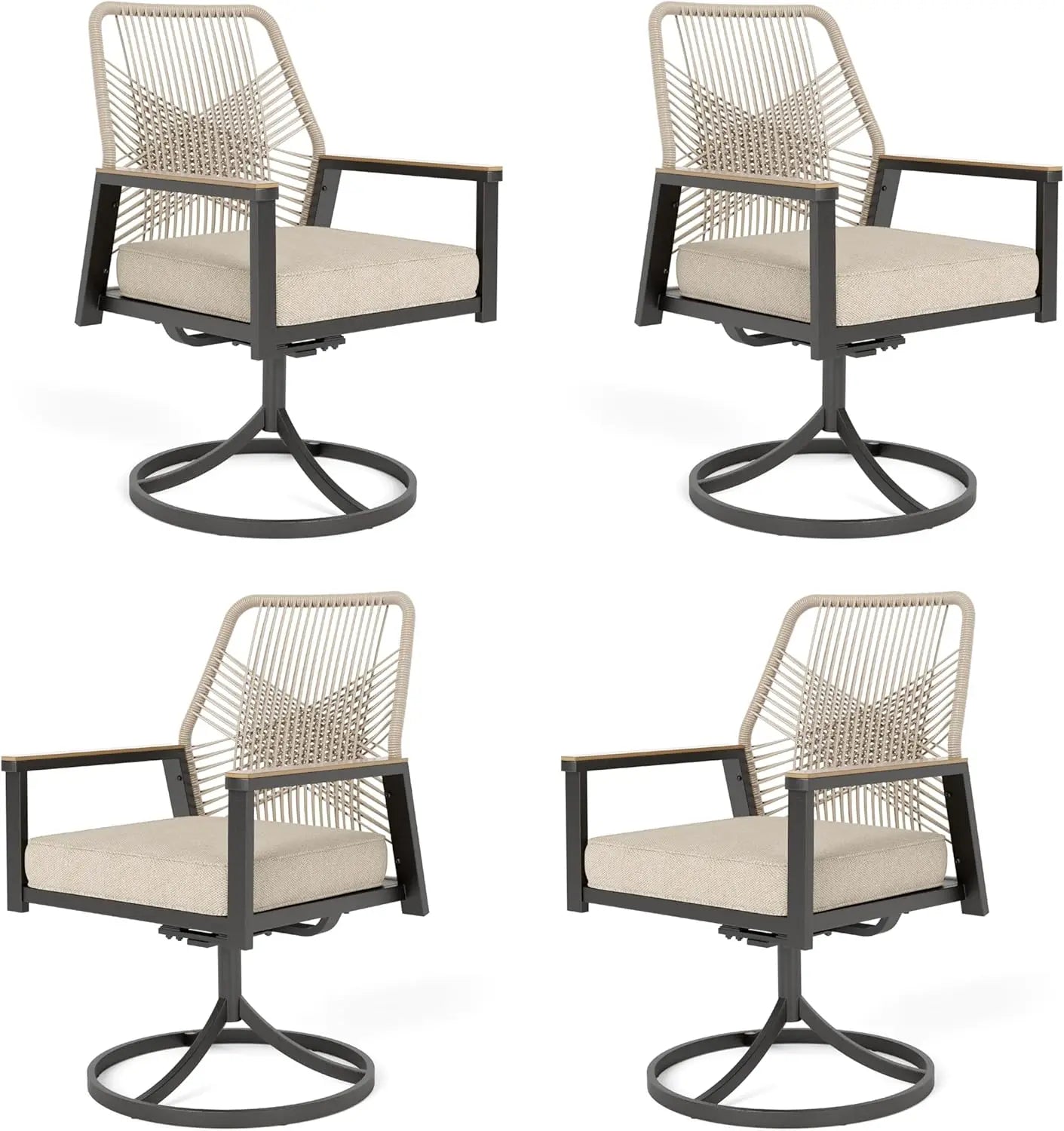 MIXPATIO Round Outdoor Dining Set Wicker Rattan Chairs And Table
