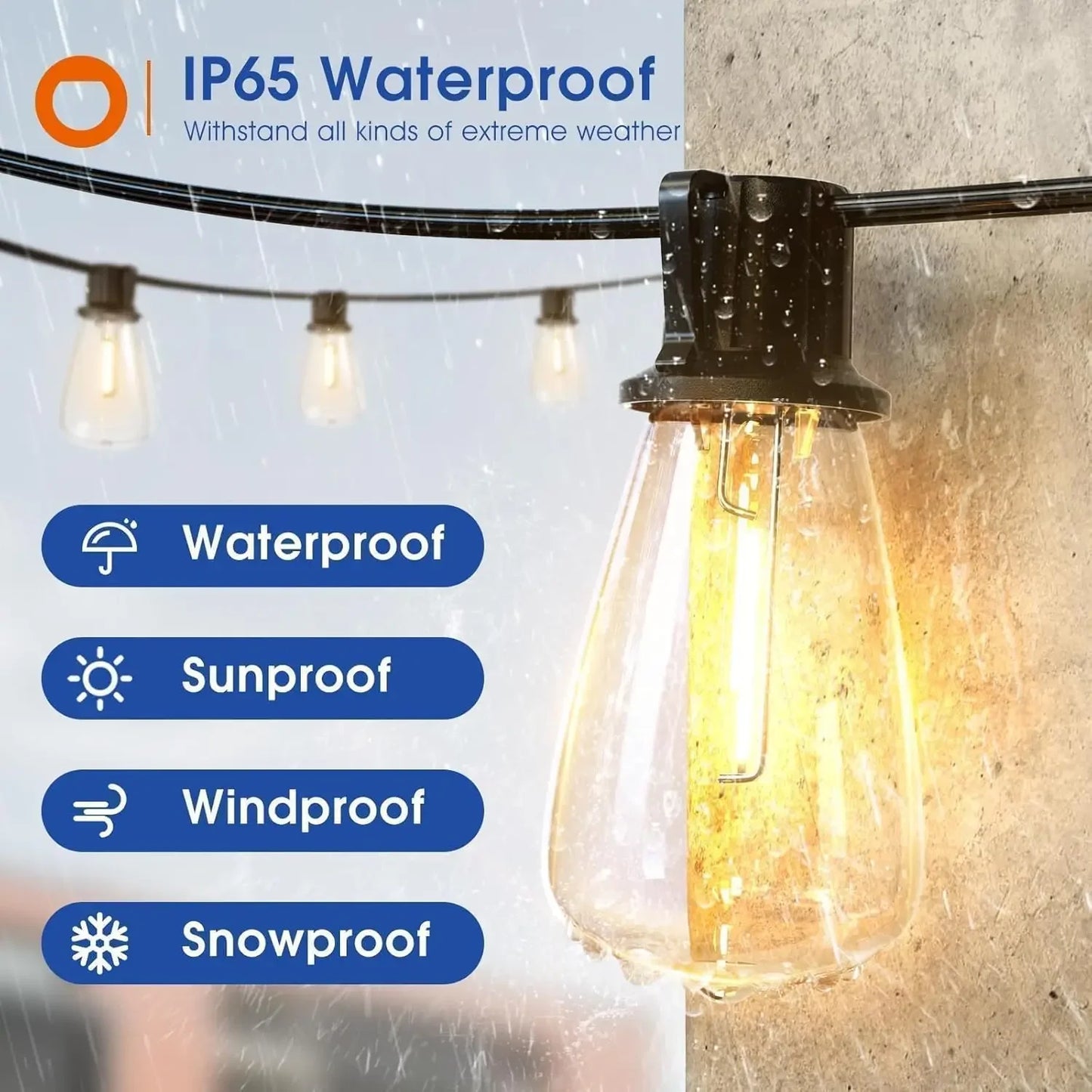 MIMIRGB Outdoor String Lights LED Waterproof Dimmable
