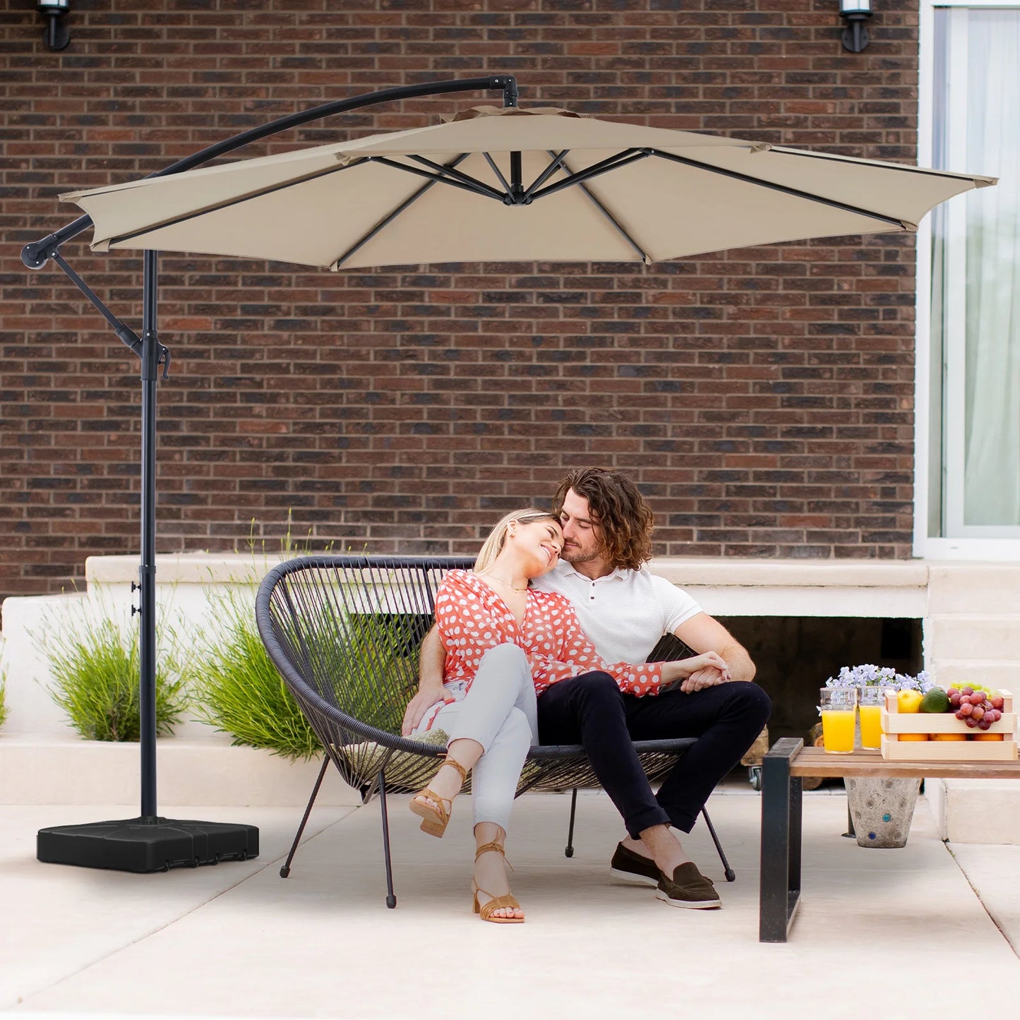 JHK Outdoor Patio Umbrella Cantilever With Easy Tilt And UV Protection