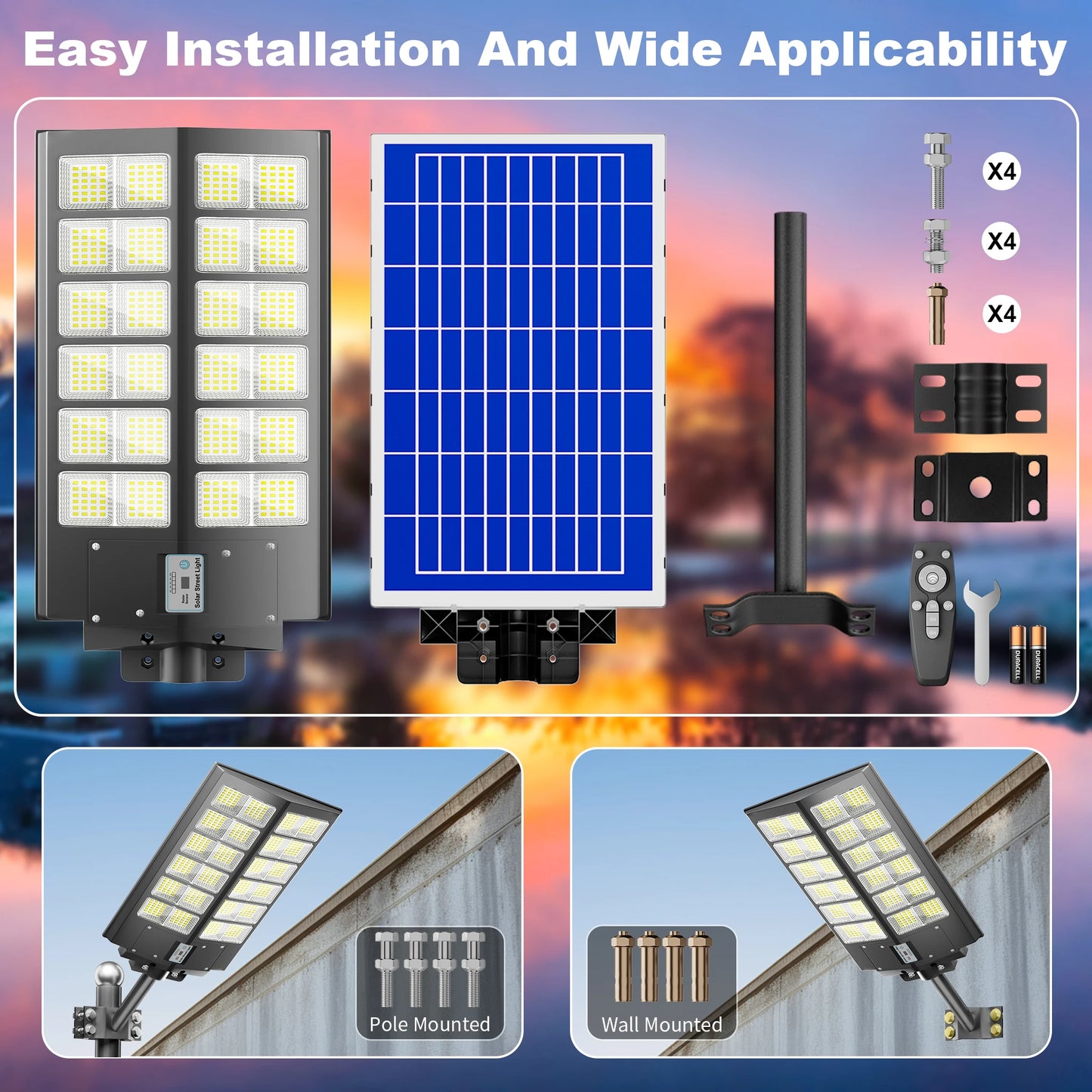 Six Thousand Watt Waterproof Solar Street Light With Motion Sensor