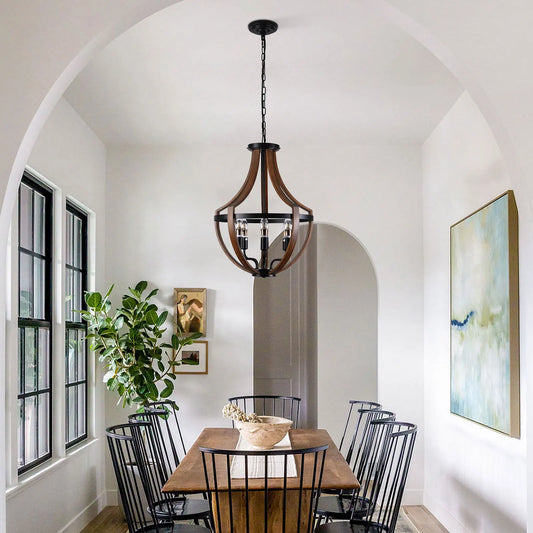 Modern Rustic Wooden Pendant Light Fixture Kitchen Dining