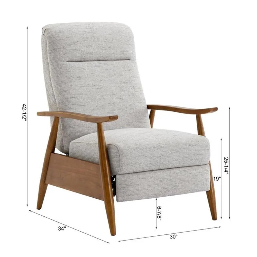 Push Back Recliner With Wood Arm Performance Fabric Upholstery
